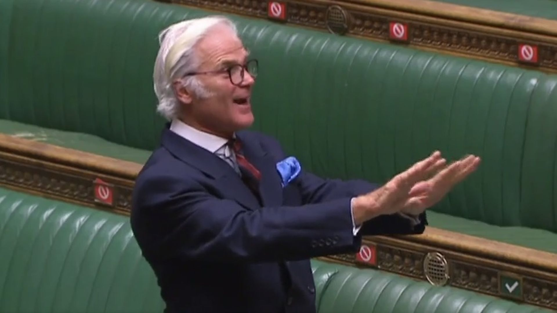 Tory Brexiteer MP Desmond Swayne in the House of Commons - Credit: Parliament TV