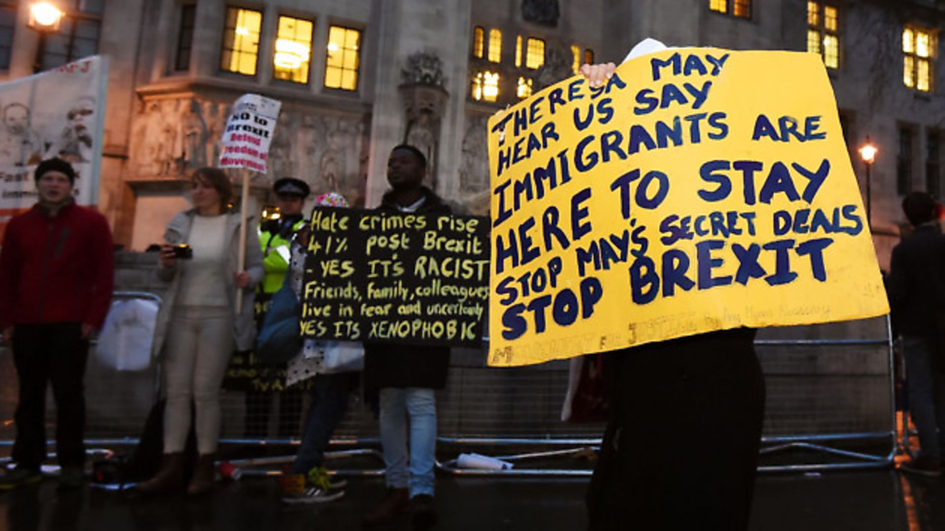 Anti Brexit protesters outside the Supreme Court - Credit: PA Wire/PA Images