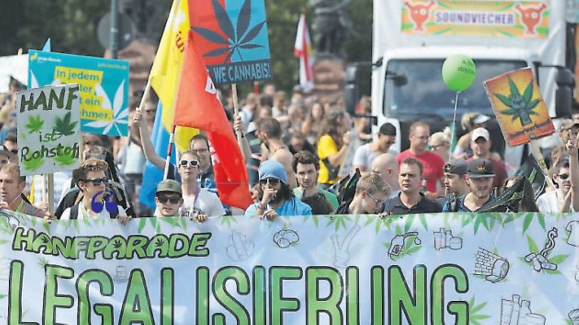 Activists demanding the legalisation of marijuana, Berlin - Credit: Archant