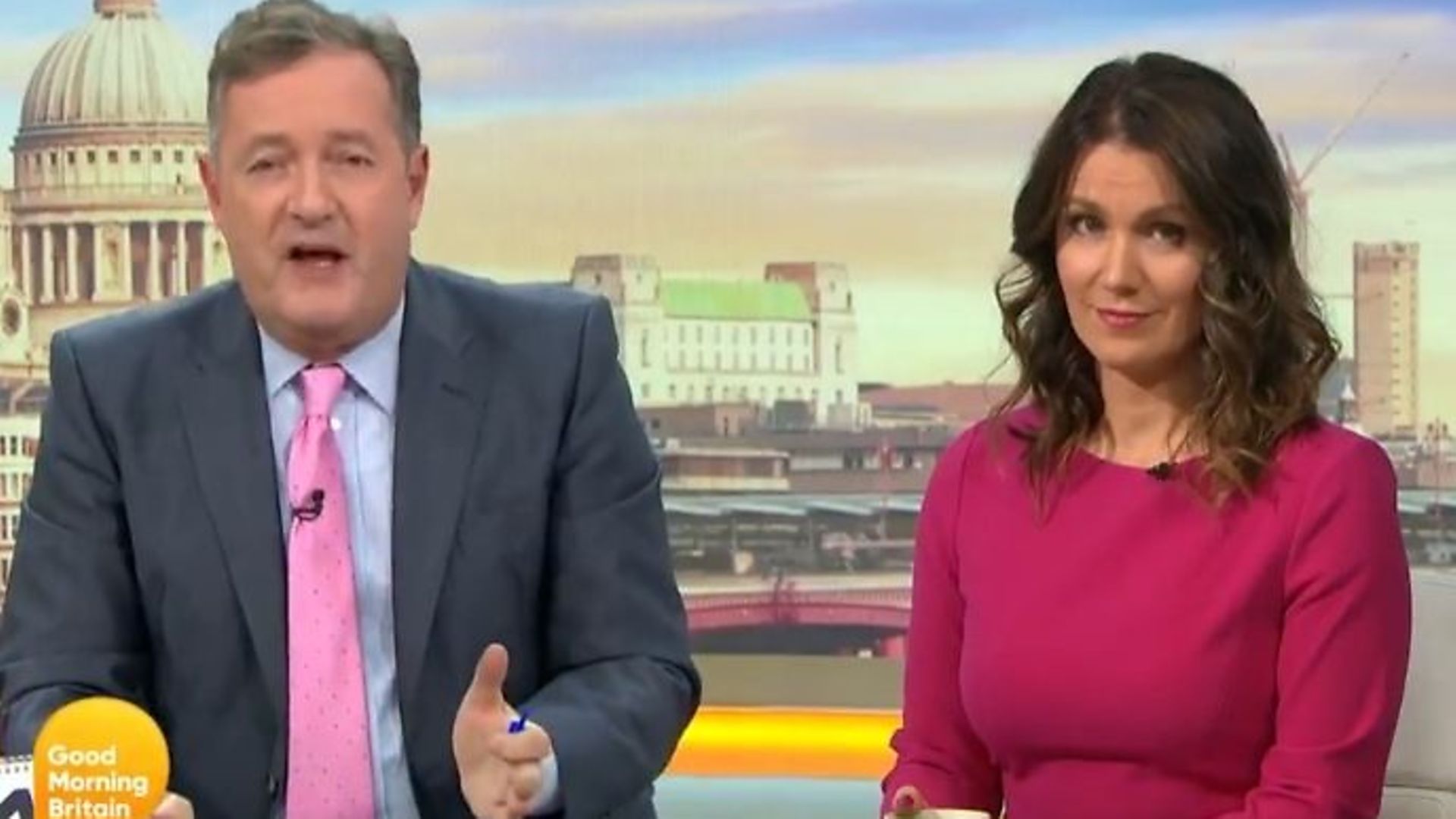 Good Morning Britain presenters Piers Morgan (L) and Susanna Reid - Credit: Twitter, GMB