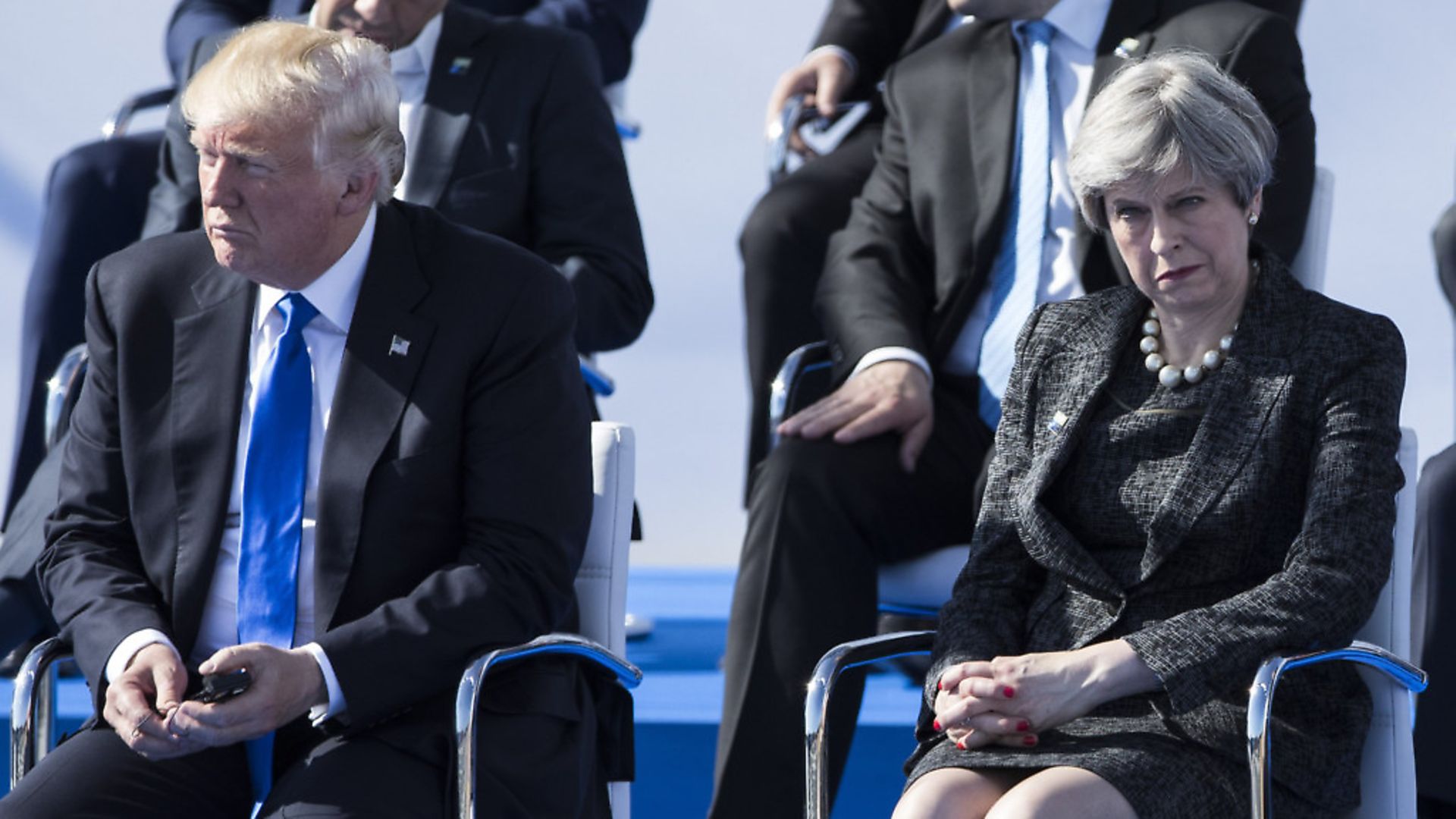 US President Donald Trump and Prime Minister Theresa May - Credit: ABACA/PA Images