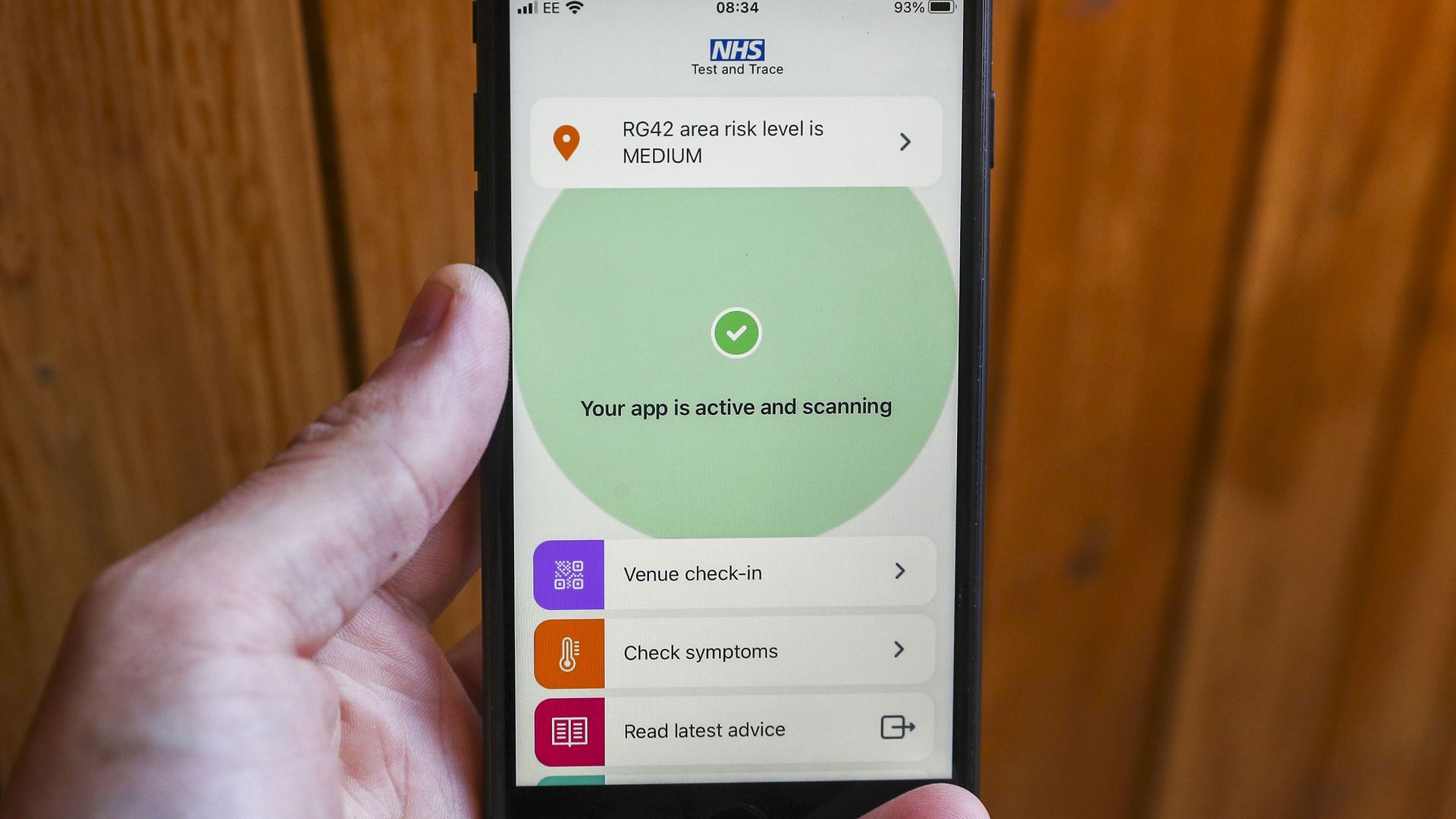 The new NHS Covid-19 mobile phone application on an iPhone, after the app went live on Thursday morning. - Credit: PA