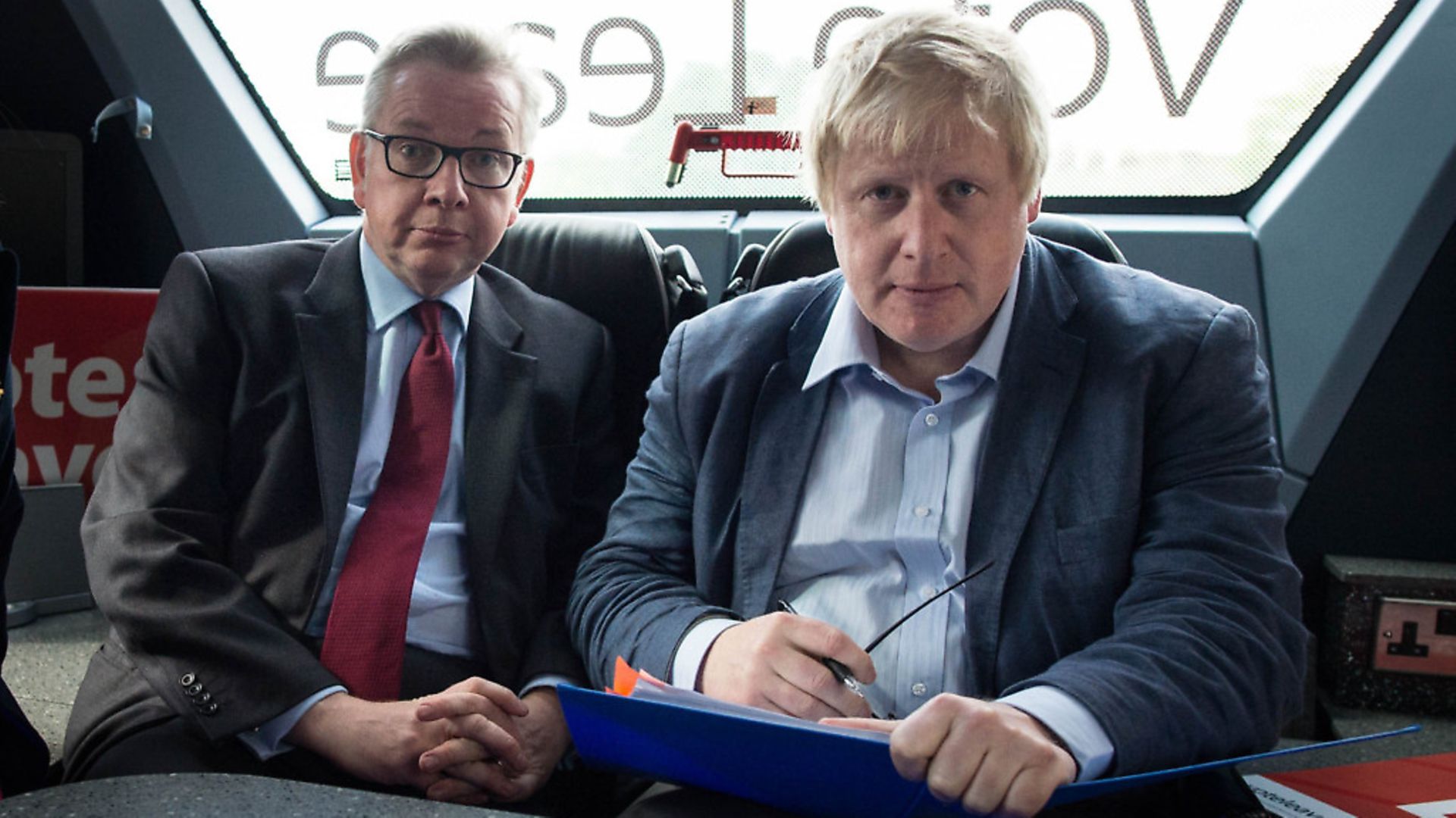 Michael Gove and Boris Johnson on the Vote Leave campaign bus. The two have recently rekindled their friendship. Photo: Stefan Rousseau - Credit: PA Wire/PA Images