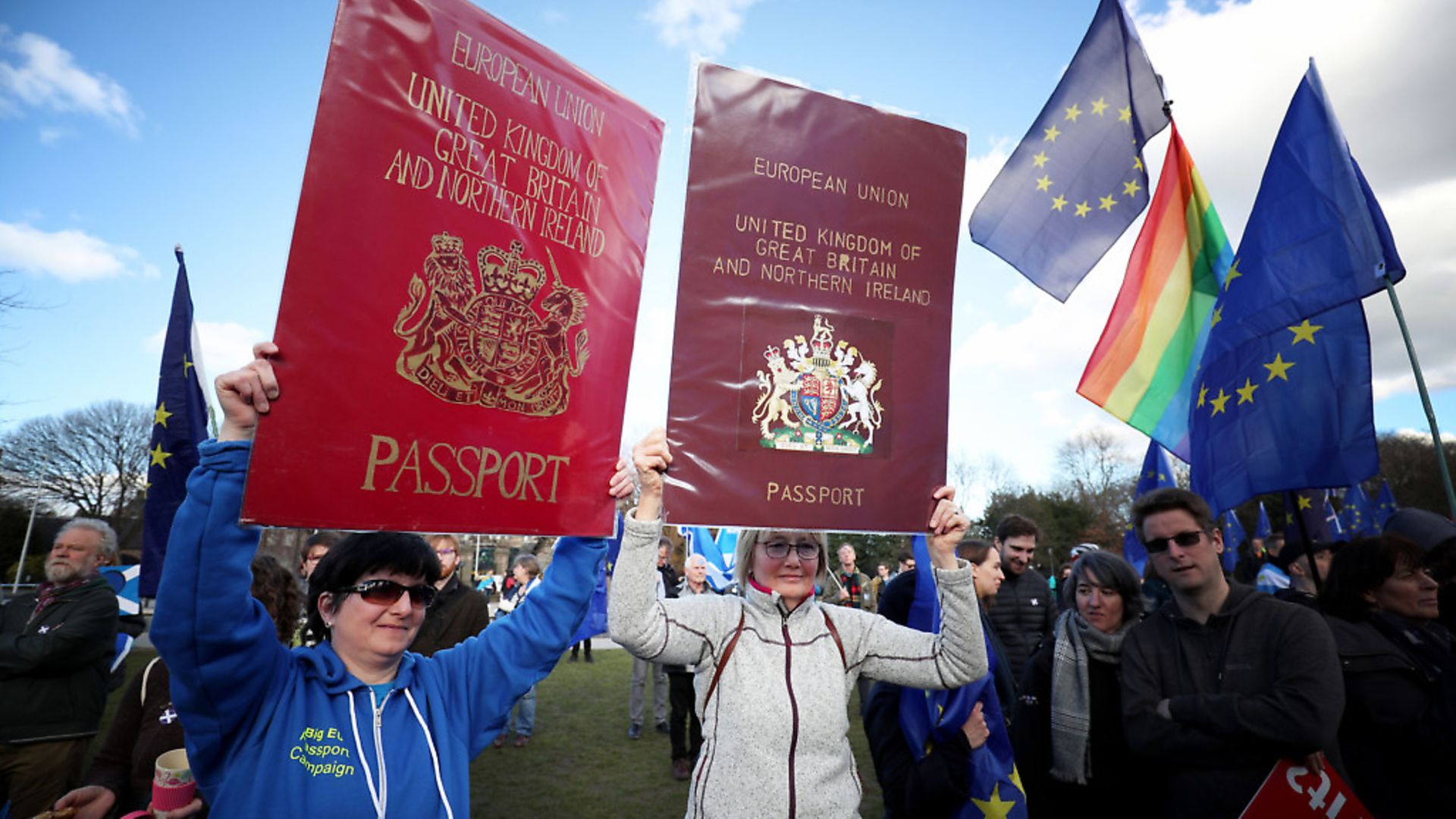Anti-Brexit campaigners protesting in Edinburgh. Photograph: Jane Barlow/PA Wire - Credit: PA