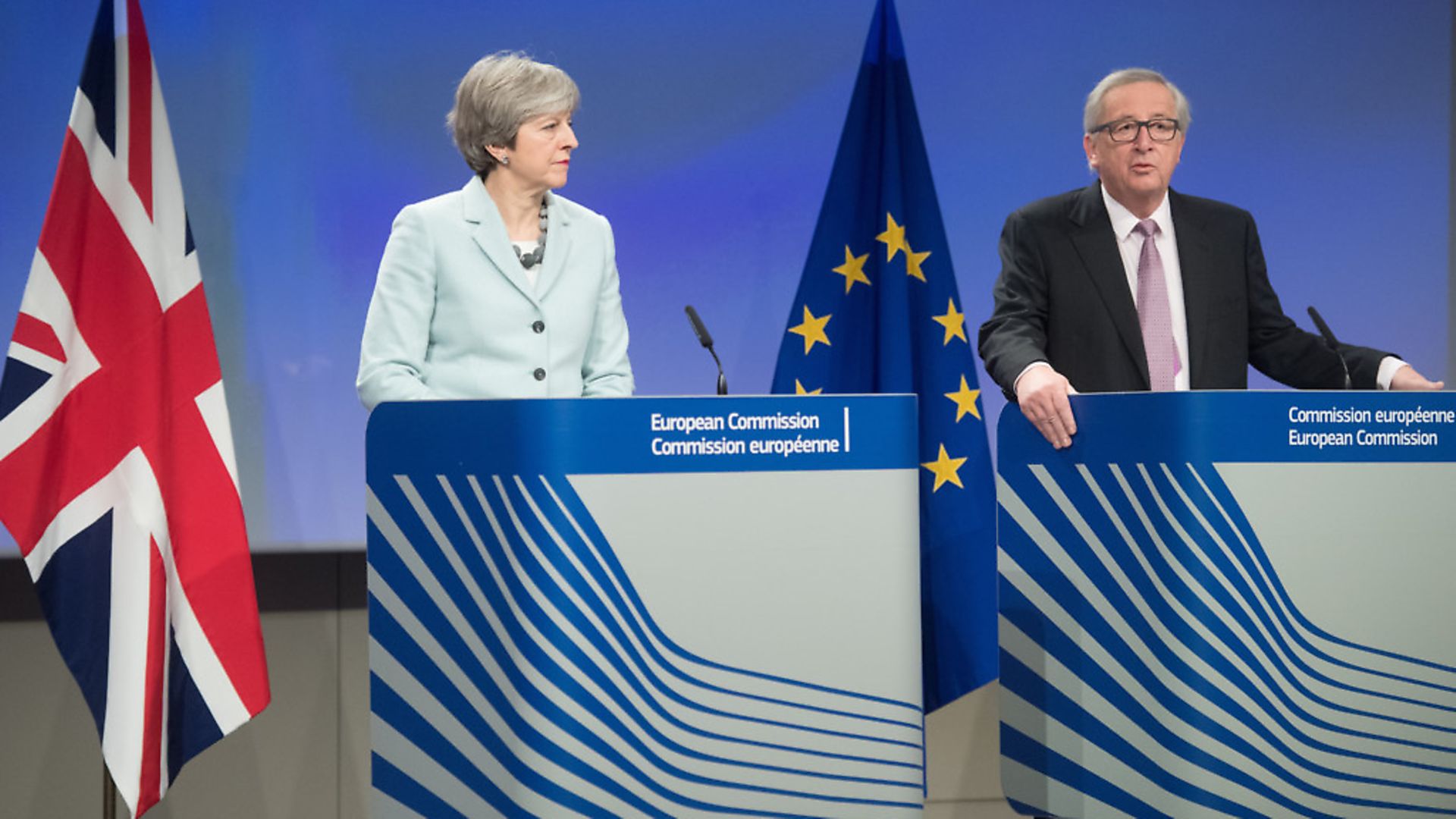 European Commission President Jean-Claude Juncker (R) and British Prime Minister Theresa May. (Photograph: Xinhua/The European Union) - Credit: Xinhua News Agency/PA Images