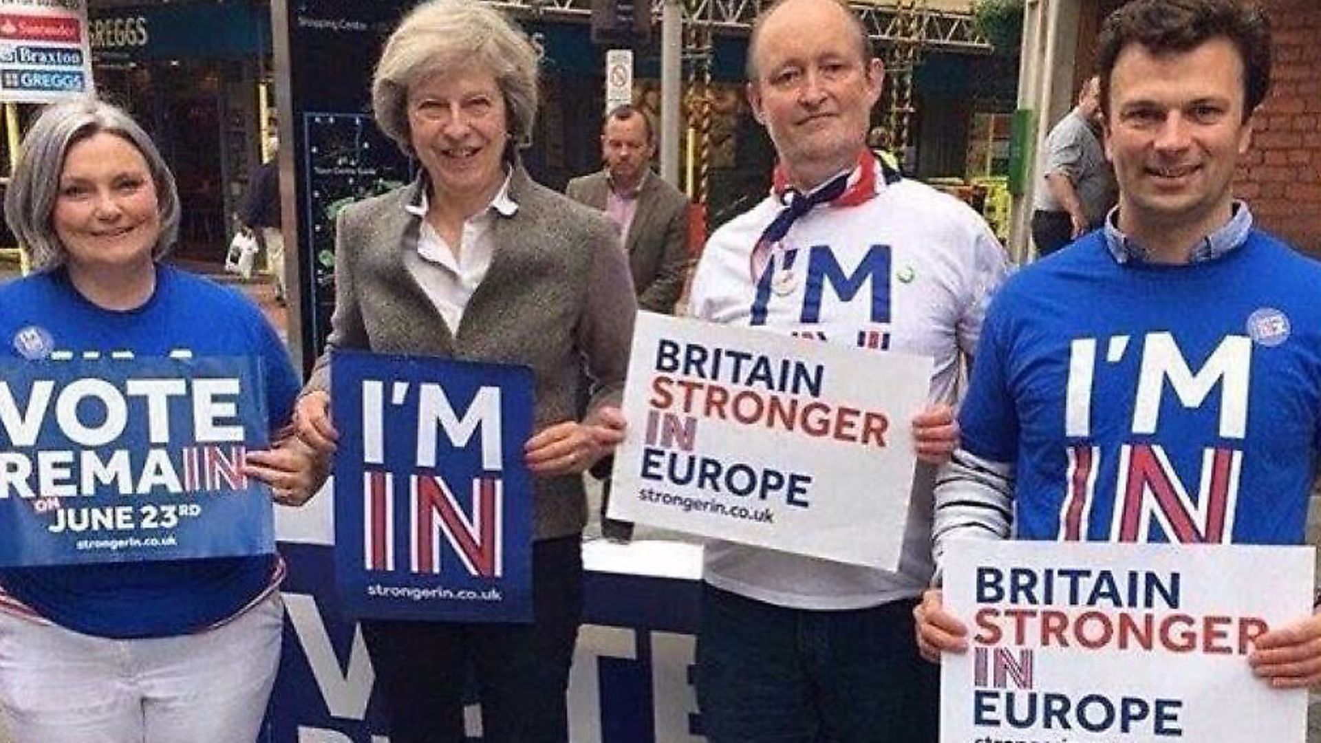 Theresa May campaigning to Remain in the EU referendum. Photograph: Twitter. - Credit: Archant