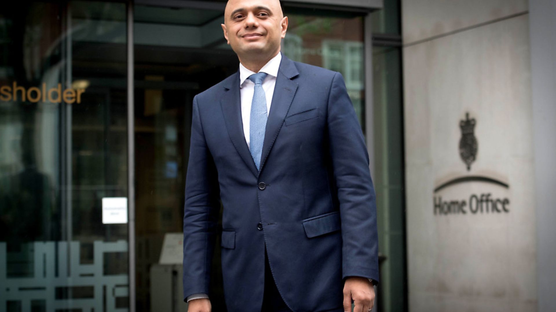 Sajid Javid outside the Home Office in Westminster, London, after he was appointed as the new Home Secretary. Photograph: Stefan Rousseau/PA. - Credit: PA Wire/PA Images