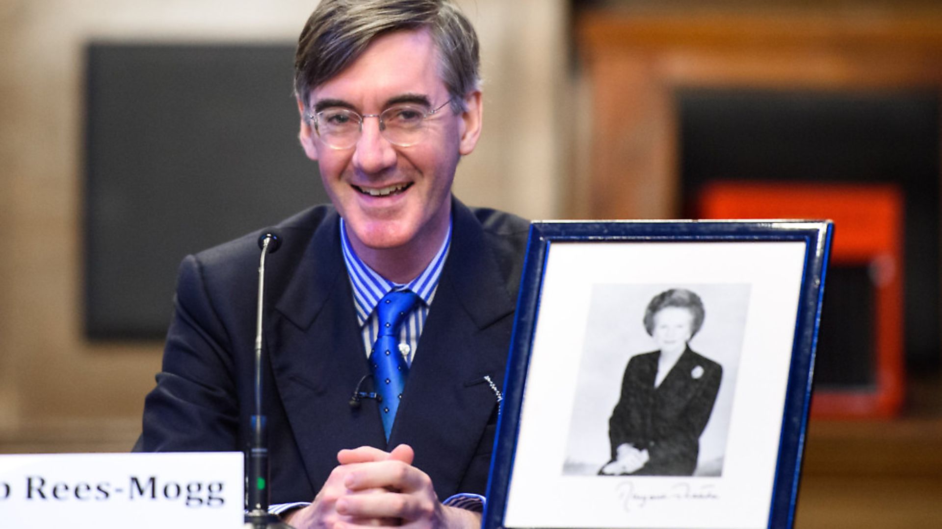 Jacob Rees-Mogg pictured at a fringe meeting at Manchester Town Hall, called 'Brexit with Jacob Rees-Mogg', held by the Bruges Group as part of the Conservative Party Conference in Manchester. Picture date: 2 October, 2017. Photograph: Matt Crossick/EMPICS Entertainment. - Credit: Empics Entertainment