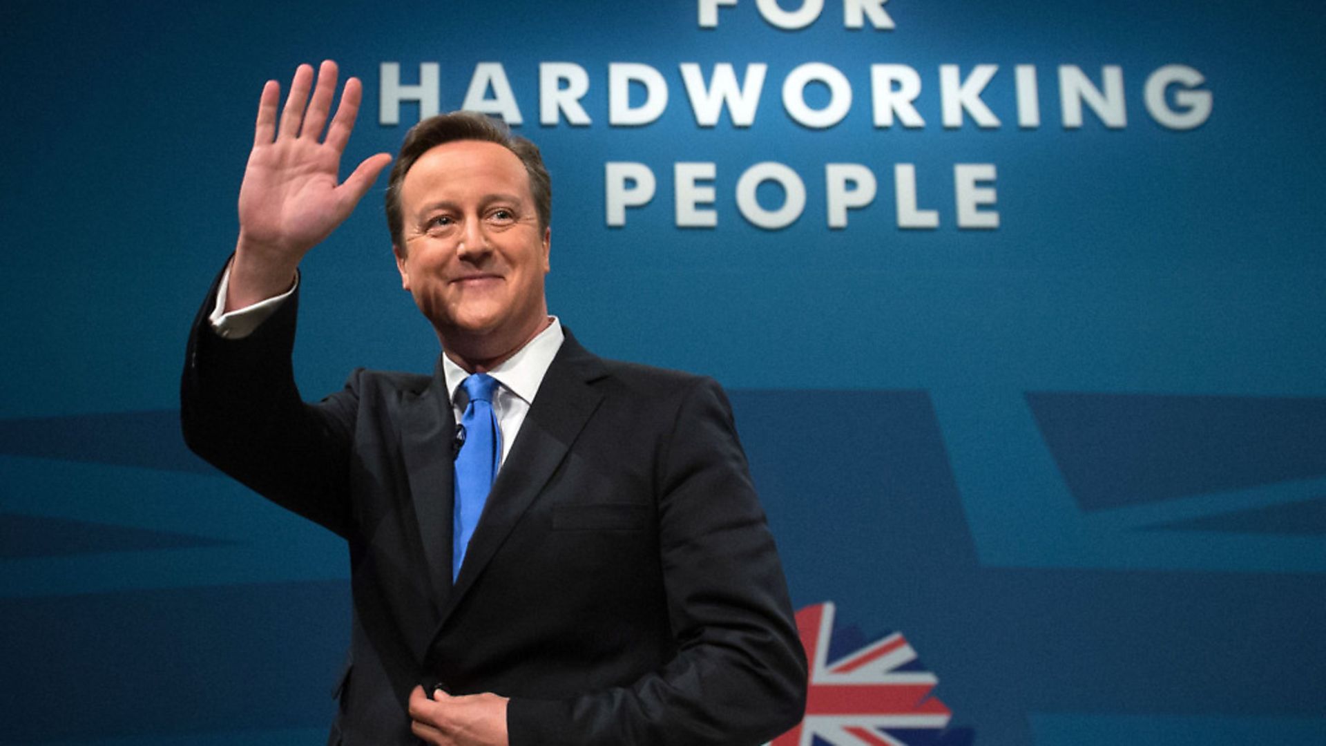 Prime Minister David Cameron waves after making his keynote speech on the final day of the Conservative Party Conference at Manchester Central in Manchester. - Credit: PA Archive/PA Images