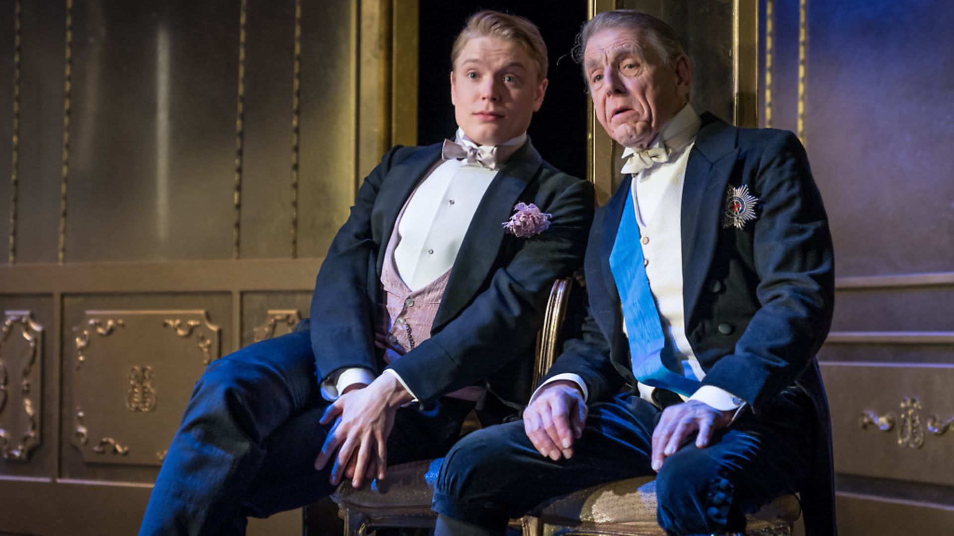 Edward Fox as Lord Caversham and Freddie Fox as Lord Goring in An Ideal Husband. Photo: Contributed. - Credit: Archant