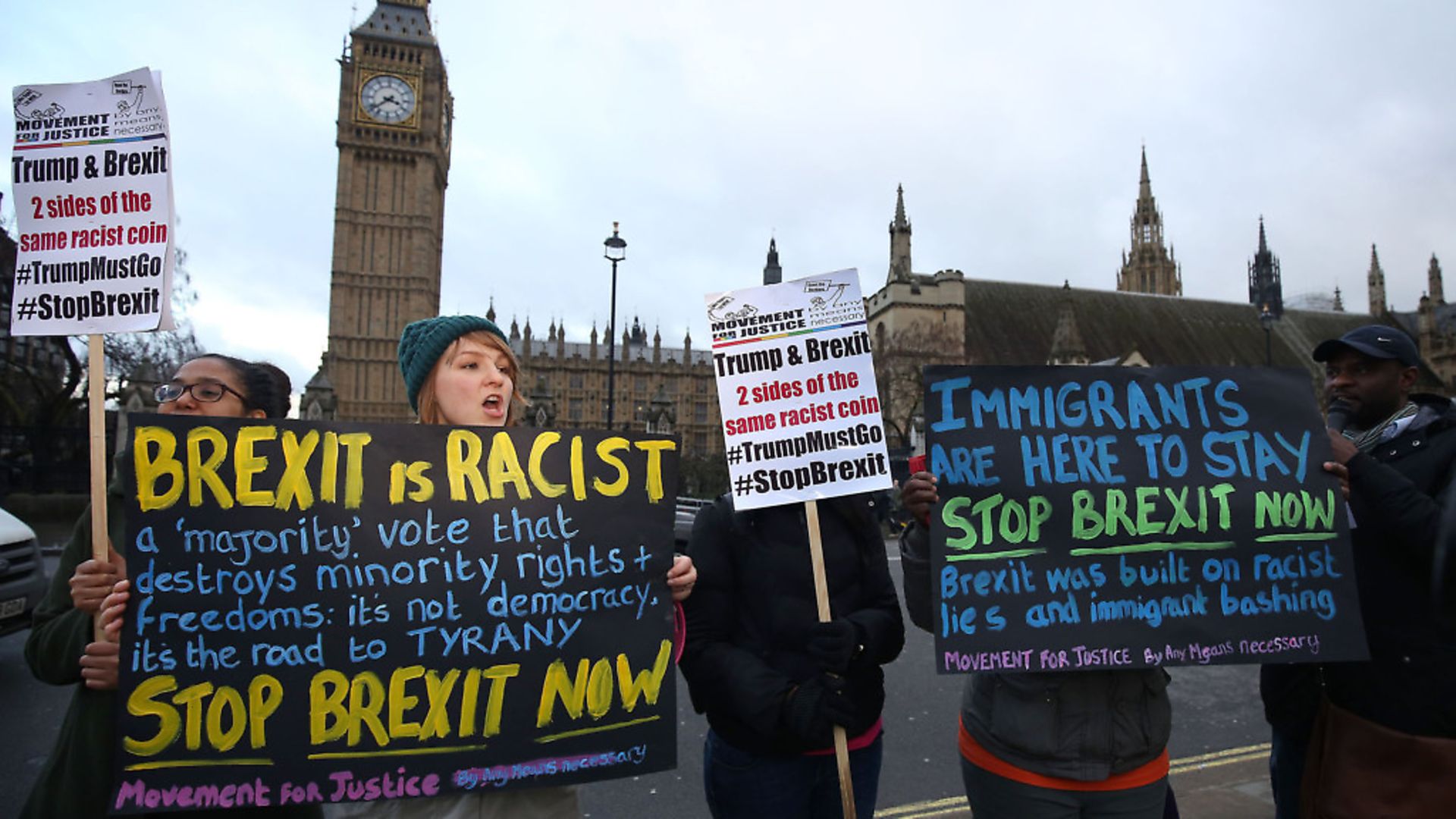 Anti Brexit demonstrators protest outside the Houses of Parliament - Credit: PA Wire/PA Images