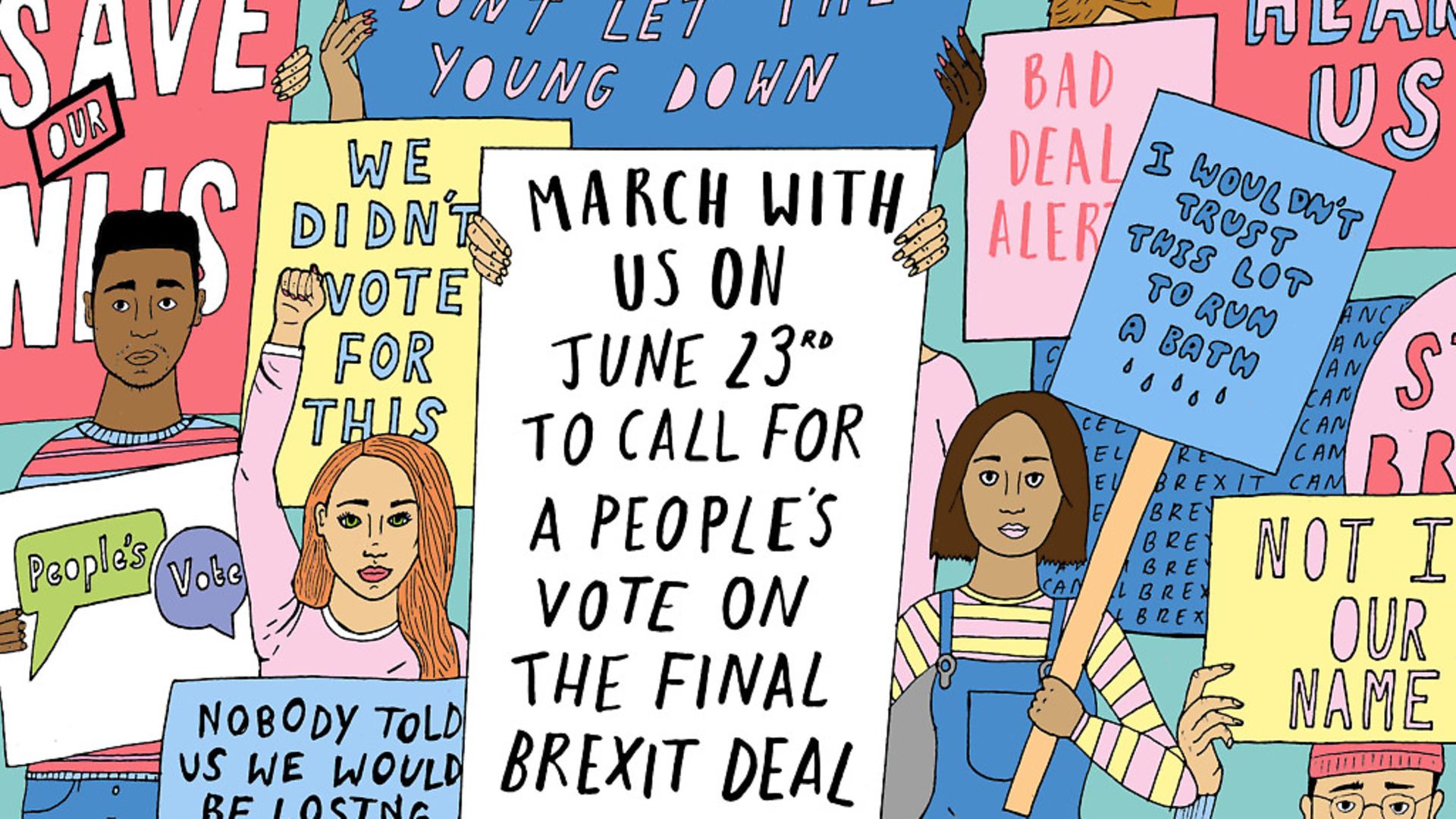 Campaigners will be marching for a People's Vote on Saturday 23rd June 2018. Illustration: Alice Skinner. - Credit: Archant