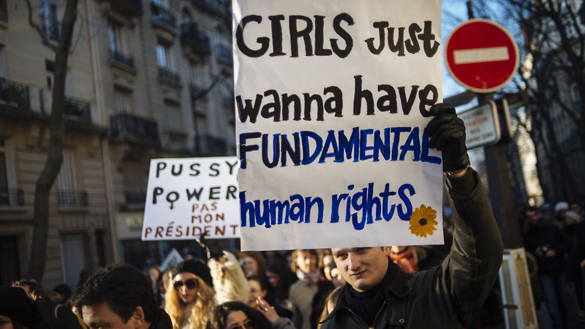 Around 6,000 people - a majority of women - took to the streets of Paris to demonstrate against Trump's election and for women rights. Similar Women Marches were organised all around the world in over 70 cities. Paris, France on 21 January 2017. (Photo by Jan Schmidt-Whitley/NurPhoto) *** Please Use Credit from Credit Field *** - Credit: SIPA USA/PA Images