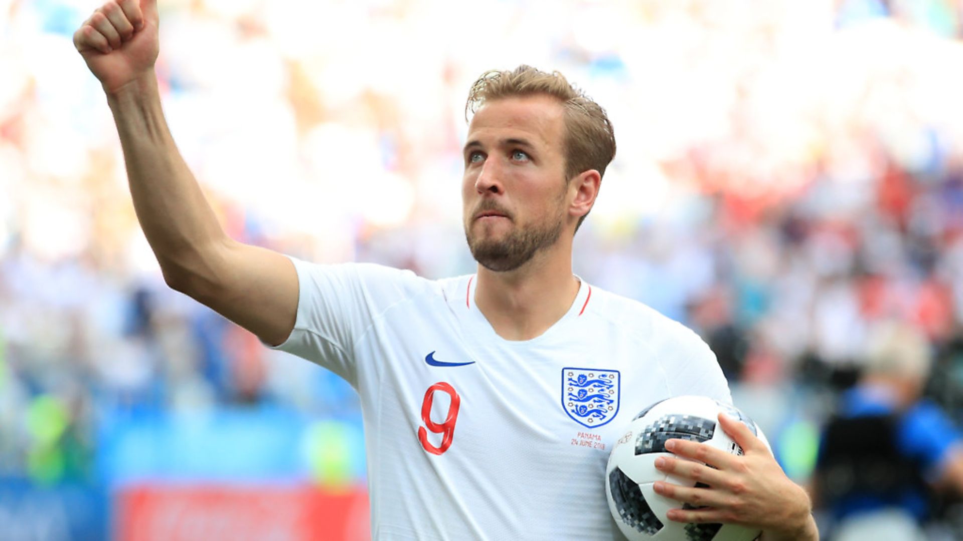 England's Harry Kane celebrates with the match ball after the final whistle during the FIFA World Cup Group G match against Panama (pic: Adam Davy/PA Images). - Credit: PA Wire/PA Images