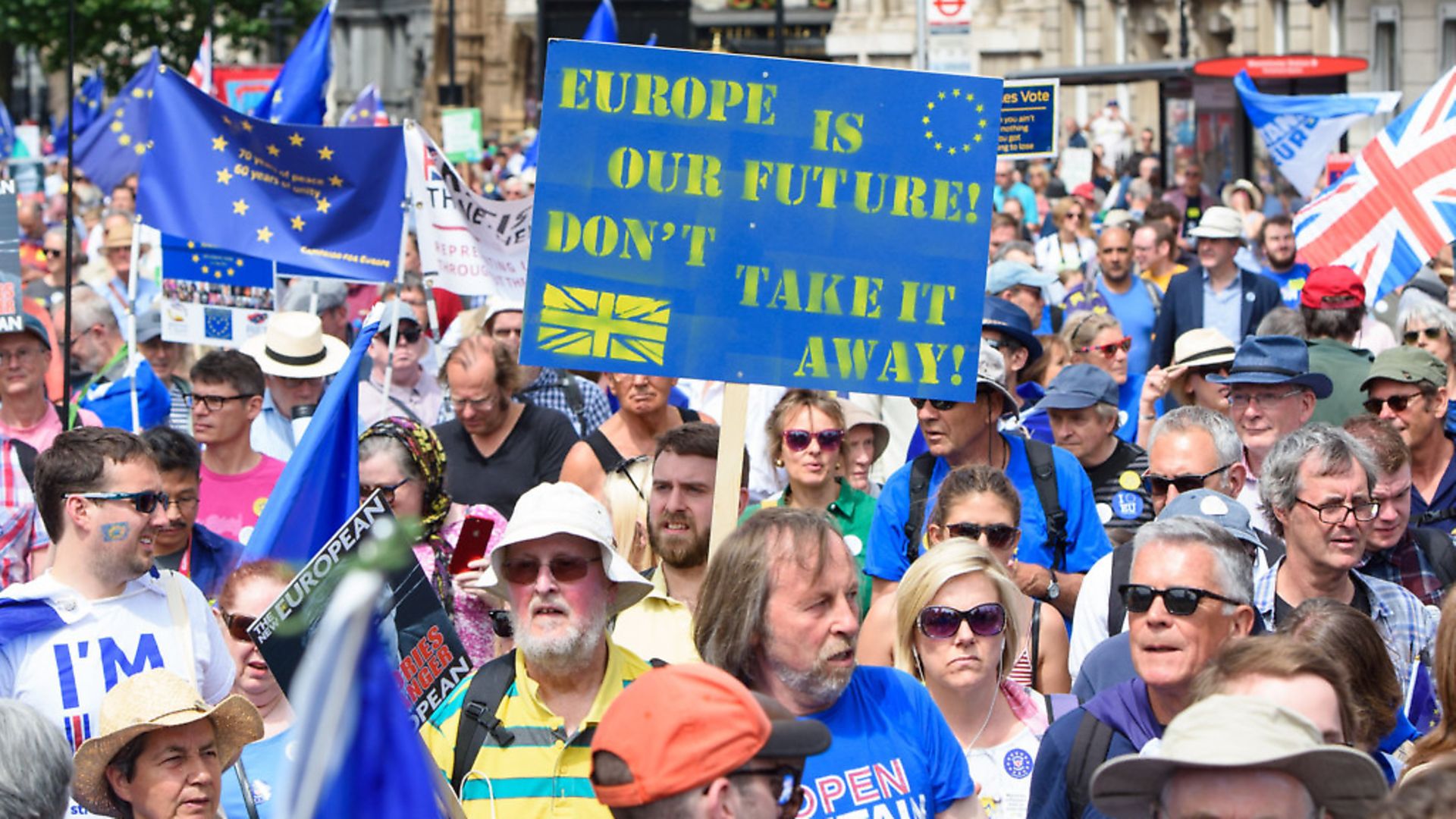 Anti-Brexit demonstrators fill Parliament Square in central London, during the People's Vote march, which called for a vote on the final Brexit deal. Picture date: Saturday 23rd June, 2018. Photo credit should read: Matt Crossick/ EMPICS Entertainment. - Credit: Empics Entertainment
