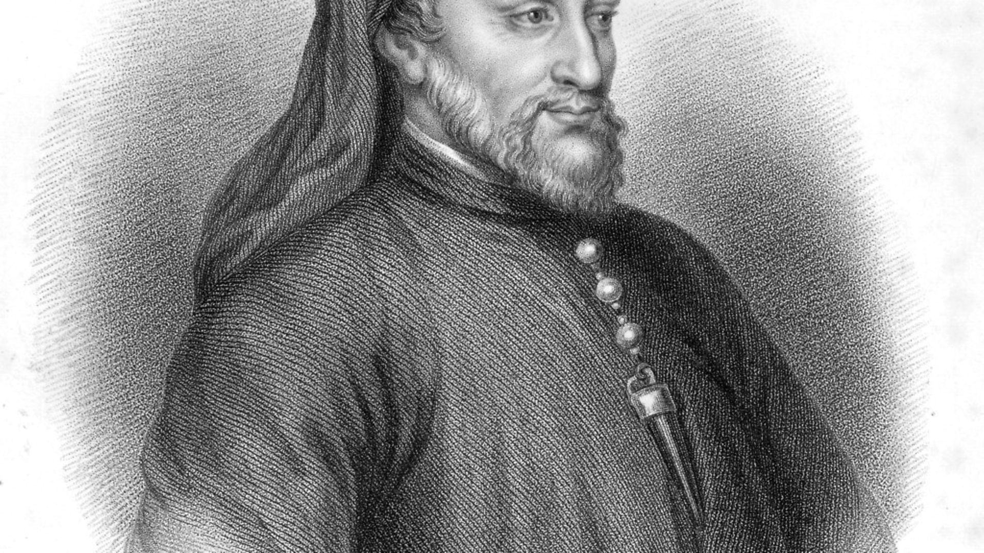 Illustrated portrait of English poet Geoffrey Chaucer, author of 'The Canterbury Tales'. (Photo by Archive Photos/Getty Images) - Credit: Getty Images