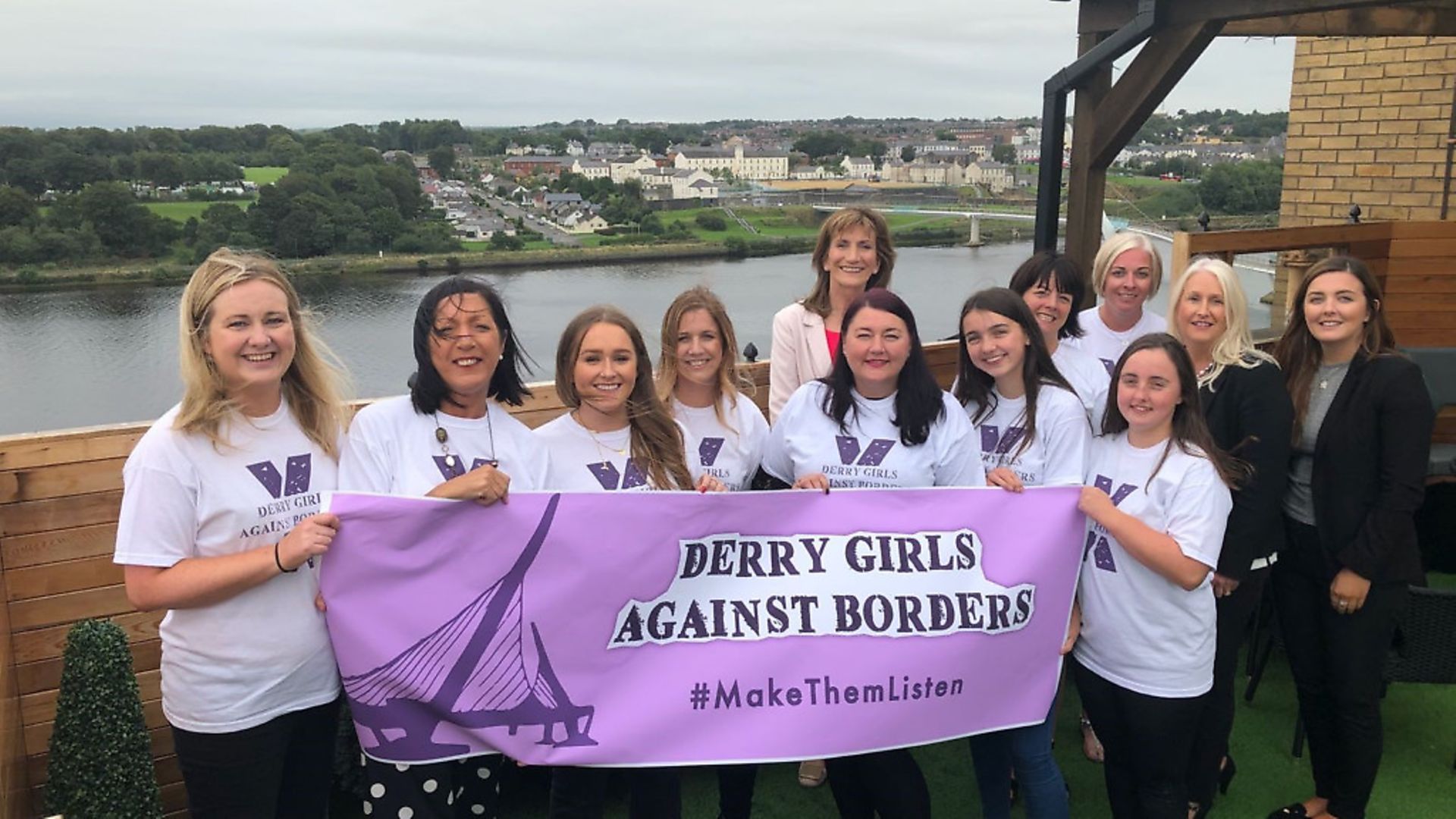 Derry Girls Against Borders are calling on those involved in the Brexit negotiations to listen to the fears and anxieties of those living in border communities. Photograph: Derry Girls Against Borders/PA. - Credit: PA