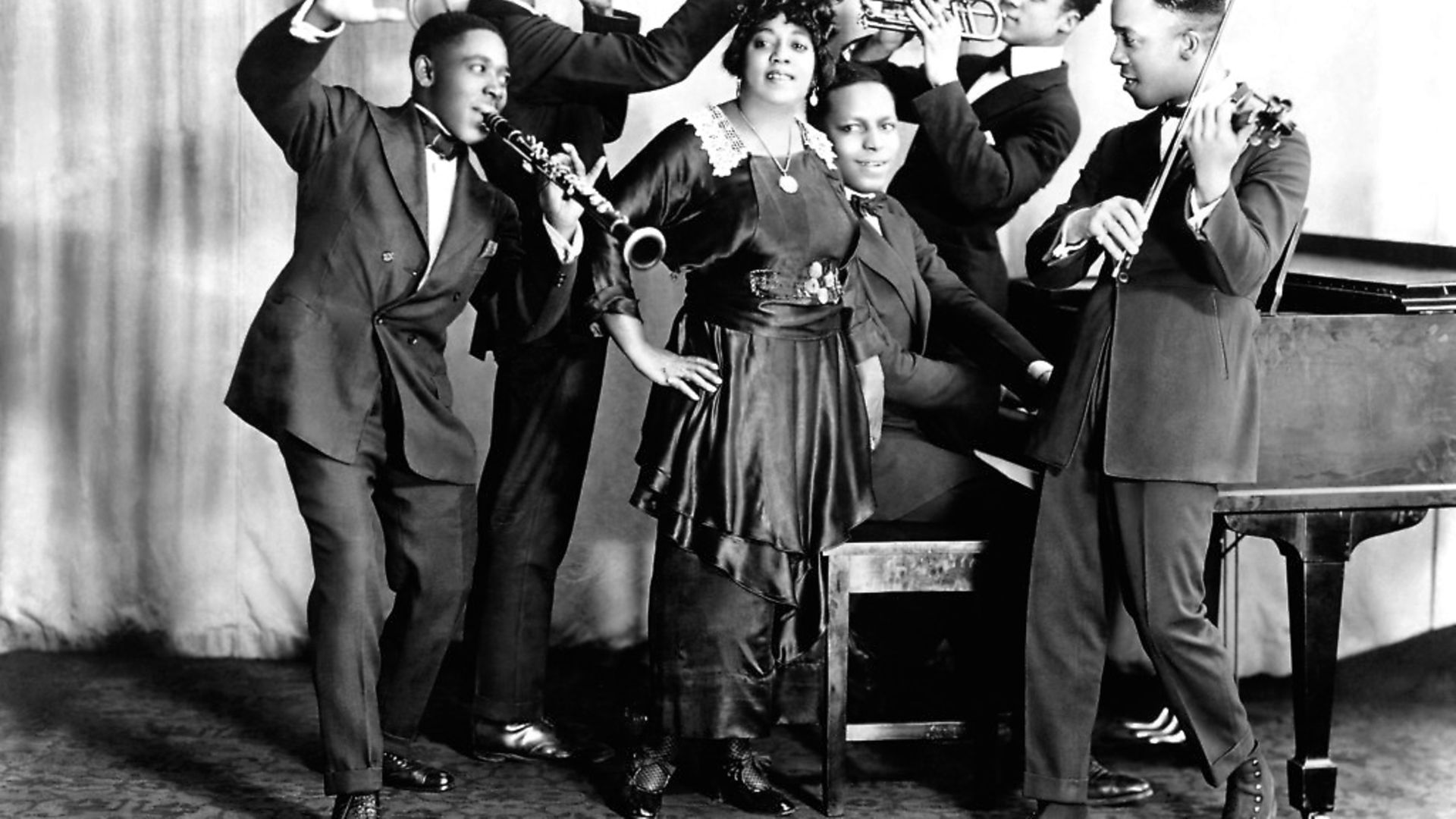 Mamie Smith and her Jazz Hounds (including Willie 'The Lion' Smith on piano) pose for a portrait circa 1920 in New York. Picture: Donaldson Collection/Getty Images - Credit: Getty Images