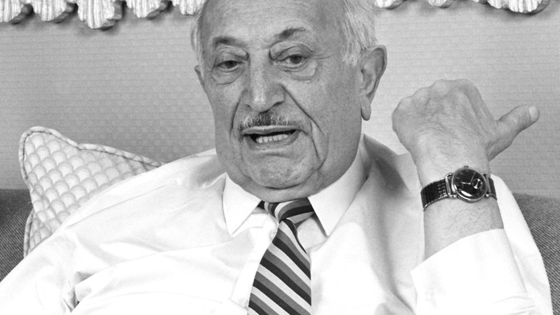 Portrait of Austrian author and Nazi hunter Simon Wiesenthal (1908 - 2005) during a photo shoot, Los Angeles, California, January 28, 1987. (Photo by Bob Riha, Jr./Getty Images) - Credit: Getty Images