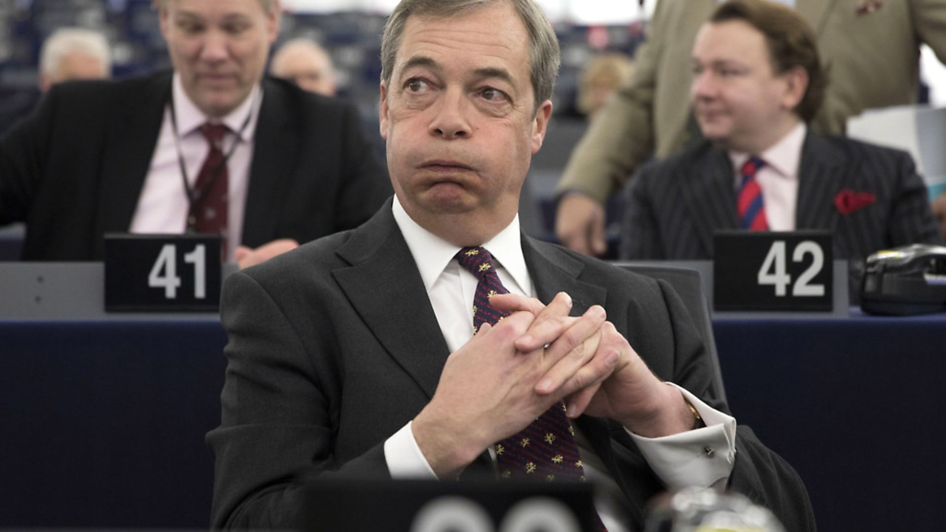 Nigel Farage listens to a debate in the European parliament. Photograph: AP Photo/Jean-Francois Badias. - Credit: AP