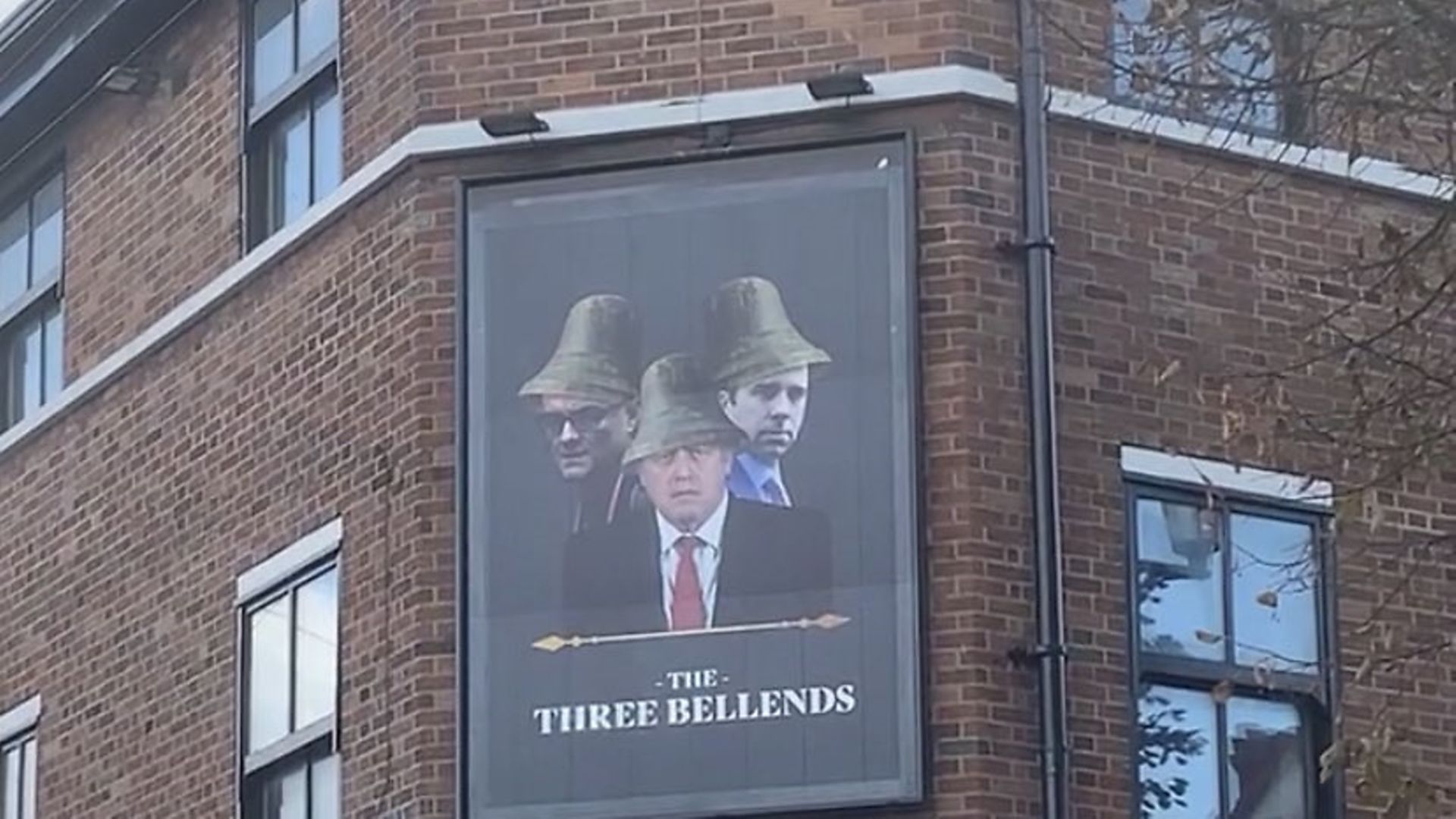 The James Atherton pub in Merseyside, which has been renamed the 'Three Bellends' in an act of defiance towards the government's new lockdown restrictions in the area. - Credit: PA