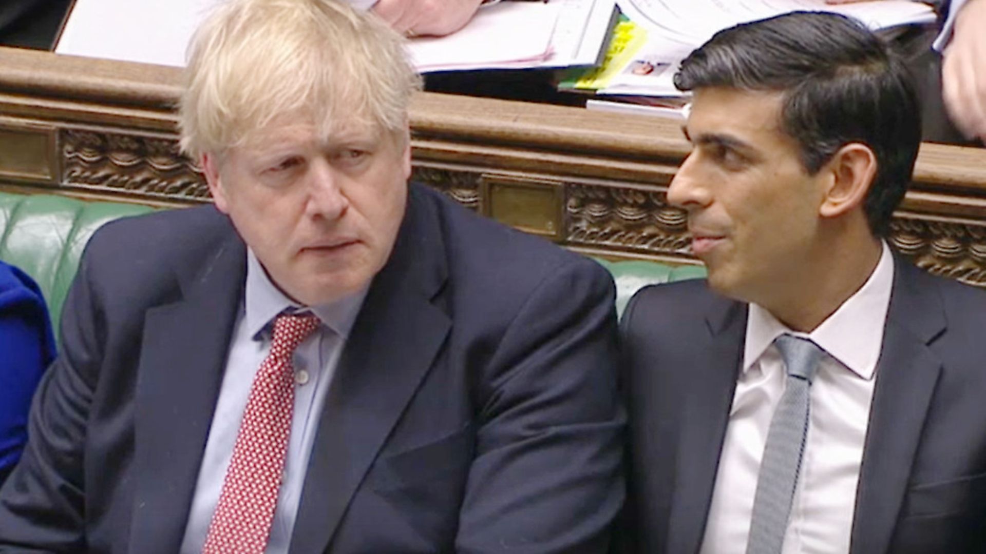 Prime Minister Boris Johnson (left) alongside Chancellor Rishi Sunak during Prime Minister's Questions in the House of Commons. Photograph: House of Commons/PA Wire. - Credit: PA