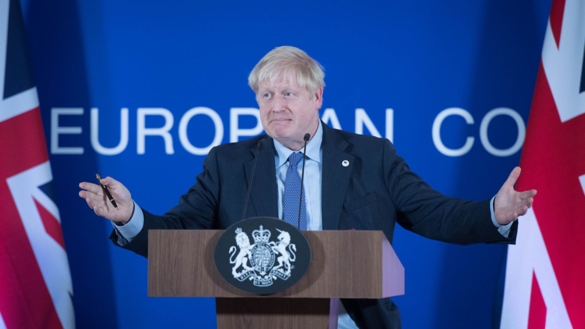 Boris Johnson speaking at a European Council summit at EU headquarters in Brussels. - Credit: PA