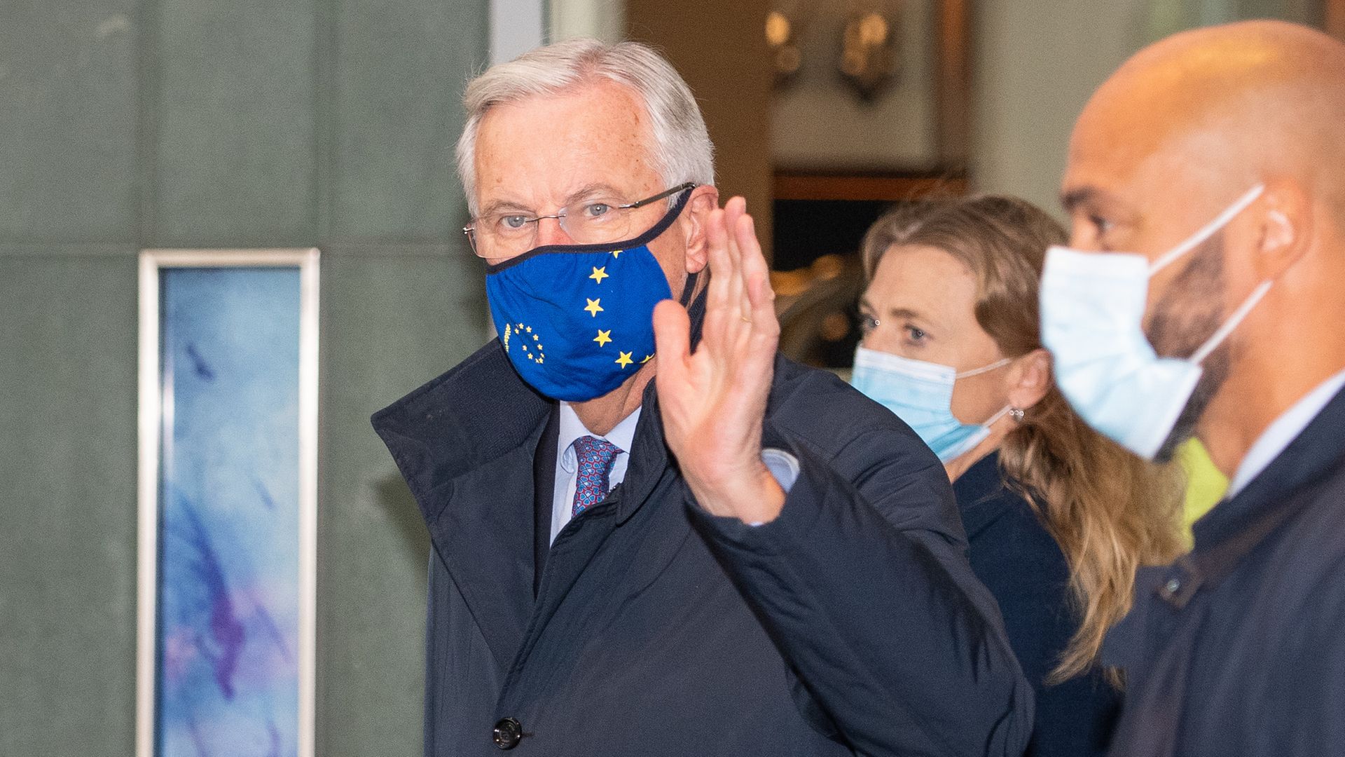 EU's chief negotiator Michel Barnier walking with other members of the EU delegation - Credit: PA