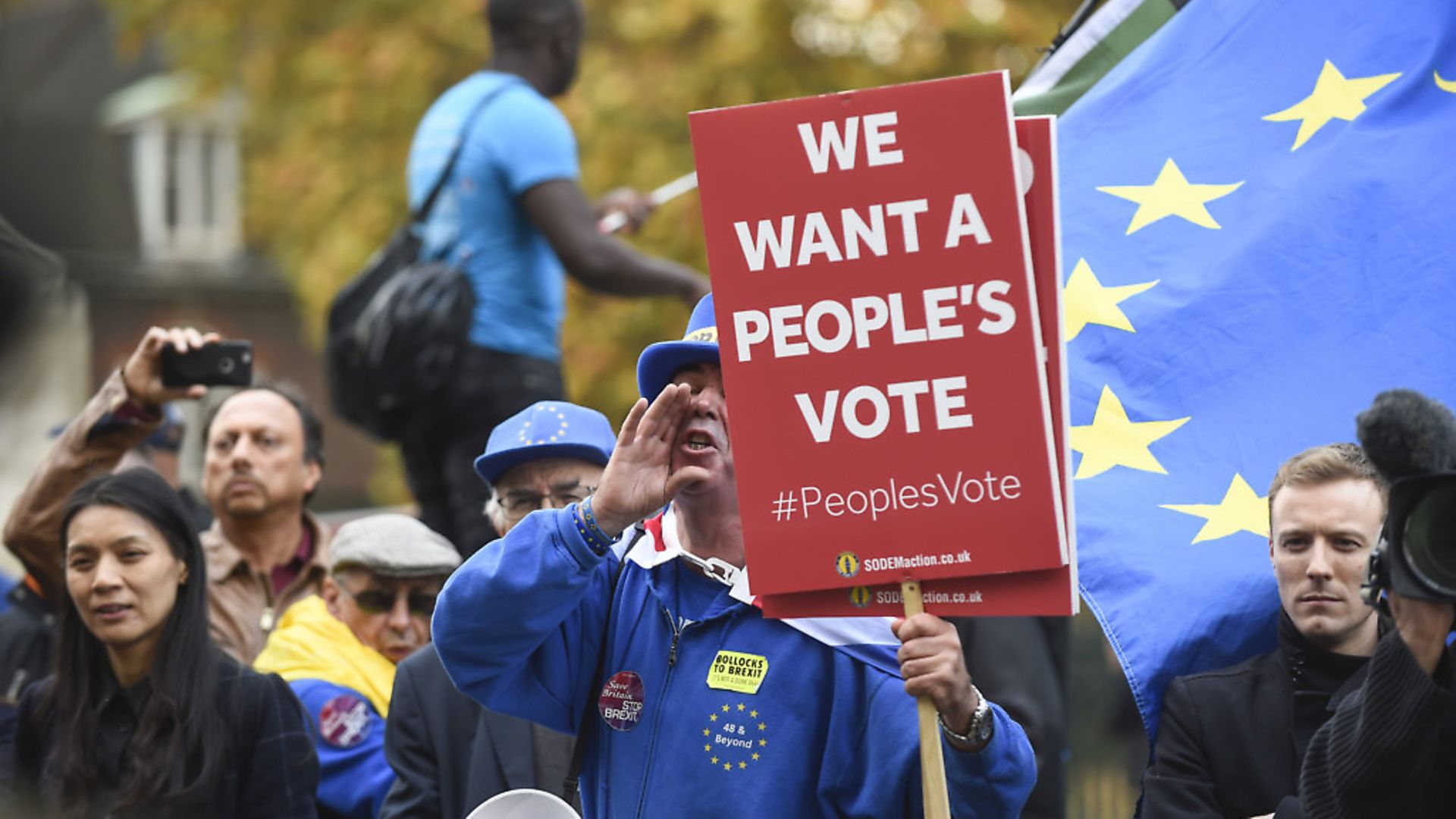 Protesters outside the House of Commons demanding a People's Vote. Photograph: Xinhua/Stephen Chung. - Credit: Xinhua News Agency/PA Images