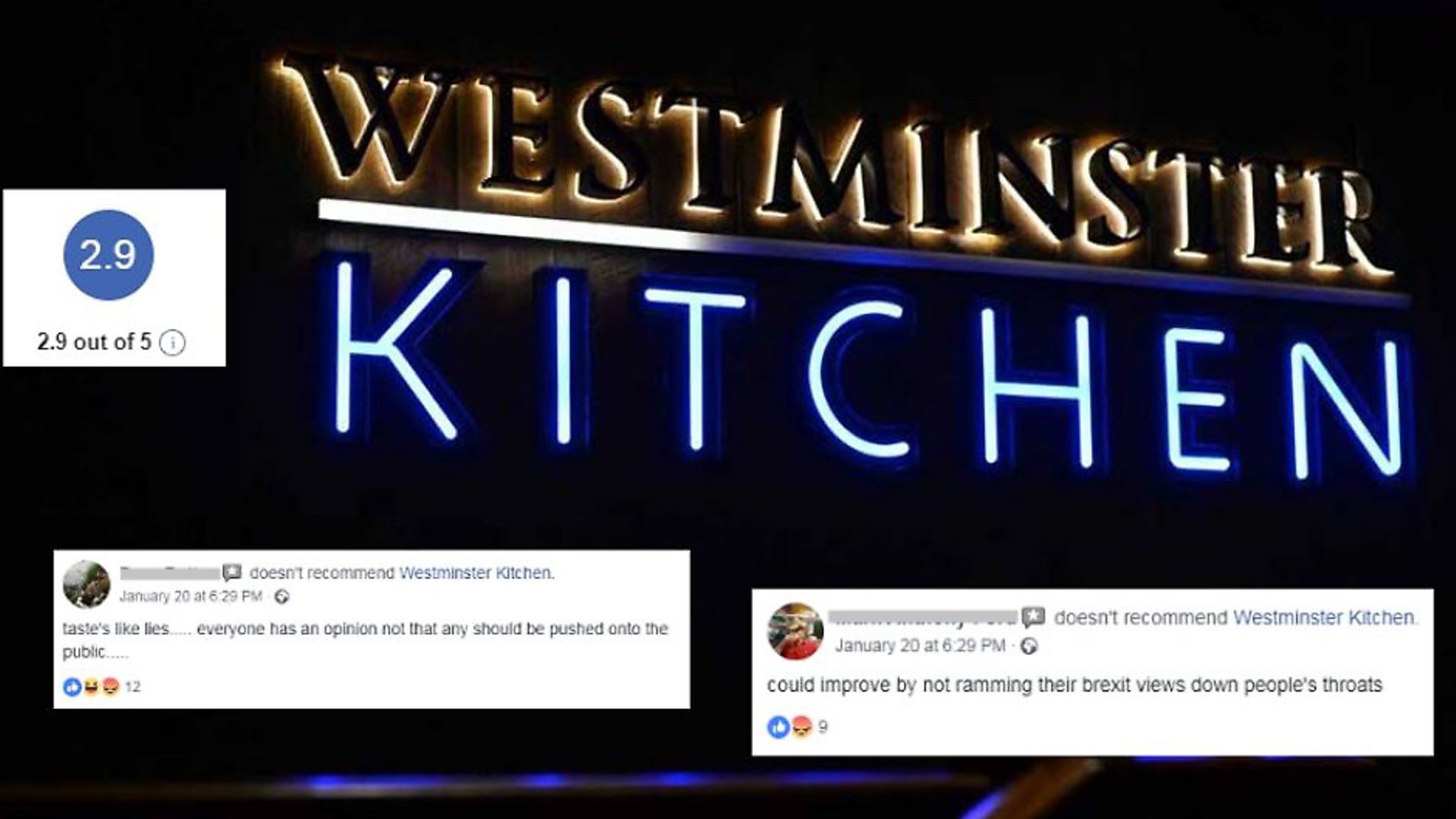 Westminster Kitchen has received negative comments since adding an anti-Brexit message to its bills - Credit: Archant