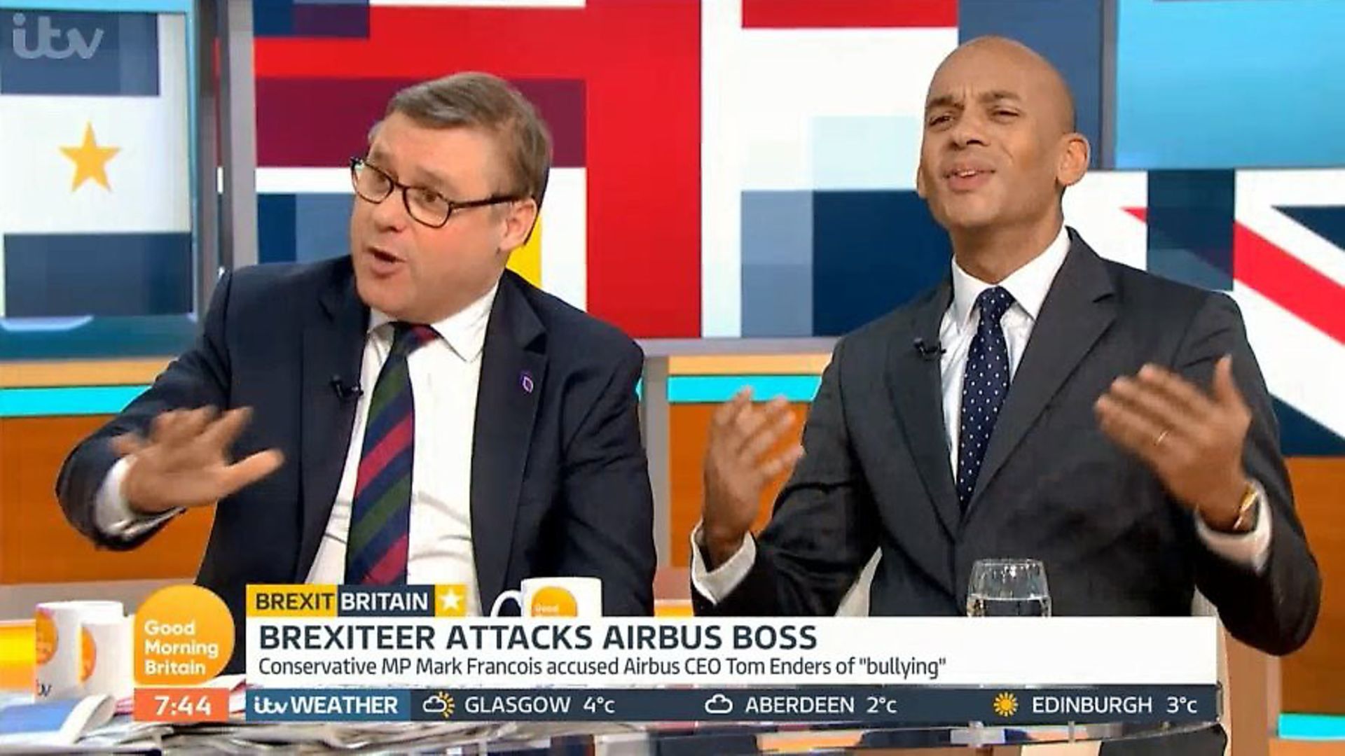 Mark Francois MP and Chuka Umunna MP appear on Good Morning Britain. Photograph: GMB/ITV. - Credit: Archant