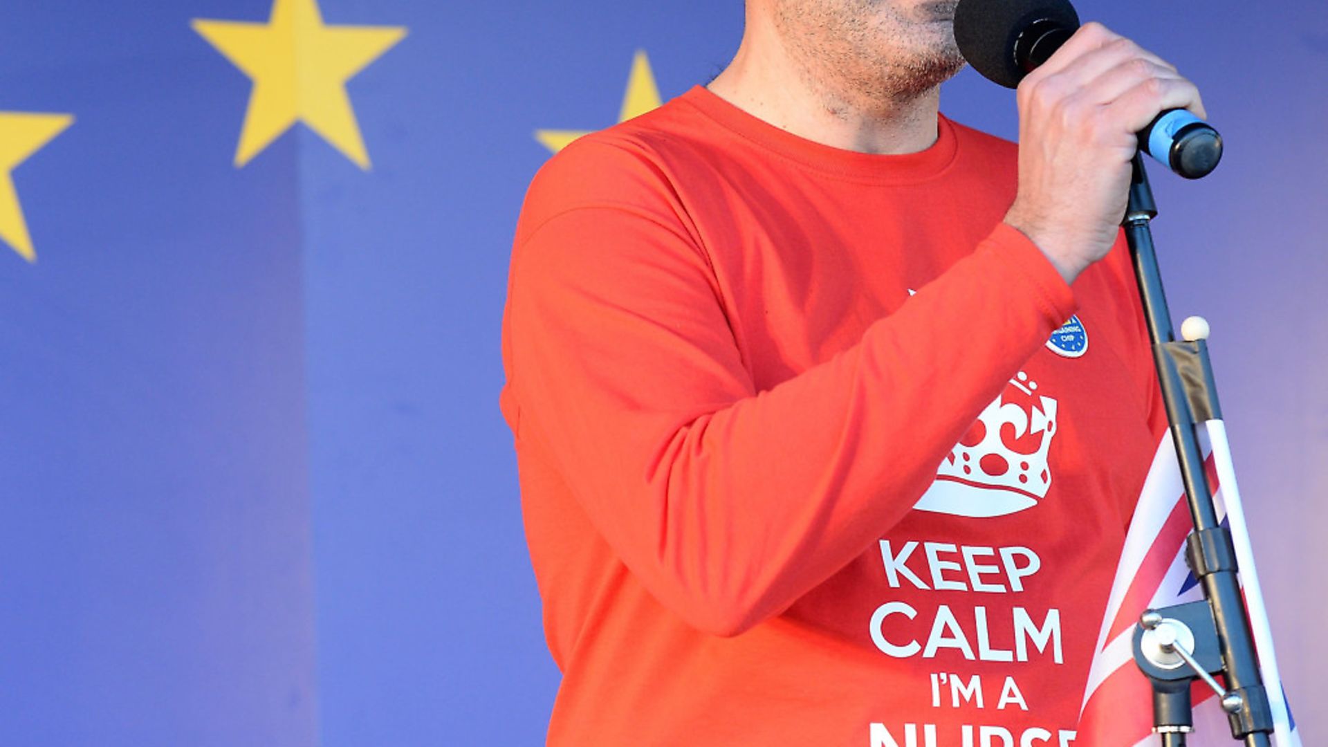 NHS nurse at an anti-Breixt rally. Photograph: CHRIS J RATCLIFFE/AFP/Getty Images. - Credit: AFP/Getty Images