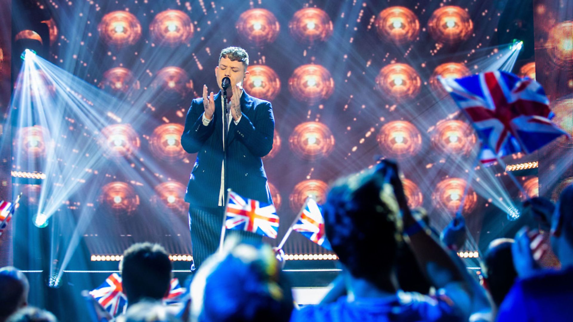 The BBC handed out Union flags after taking EU flags off audience members. Photograph: Guy Levy/BBC/BBC/PA Wire
. - Credit: PA