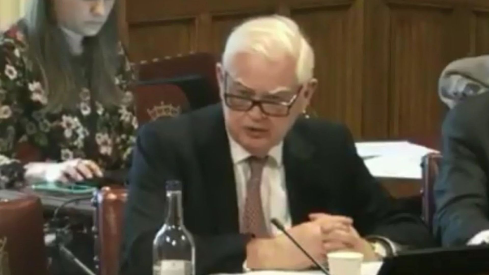 Norman Lamont clashes with the govenor of the Bank of England Mark Carney. Photograph: Parliament TV. - Credit: Archant