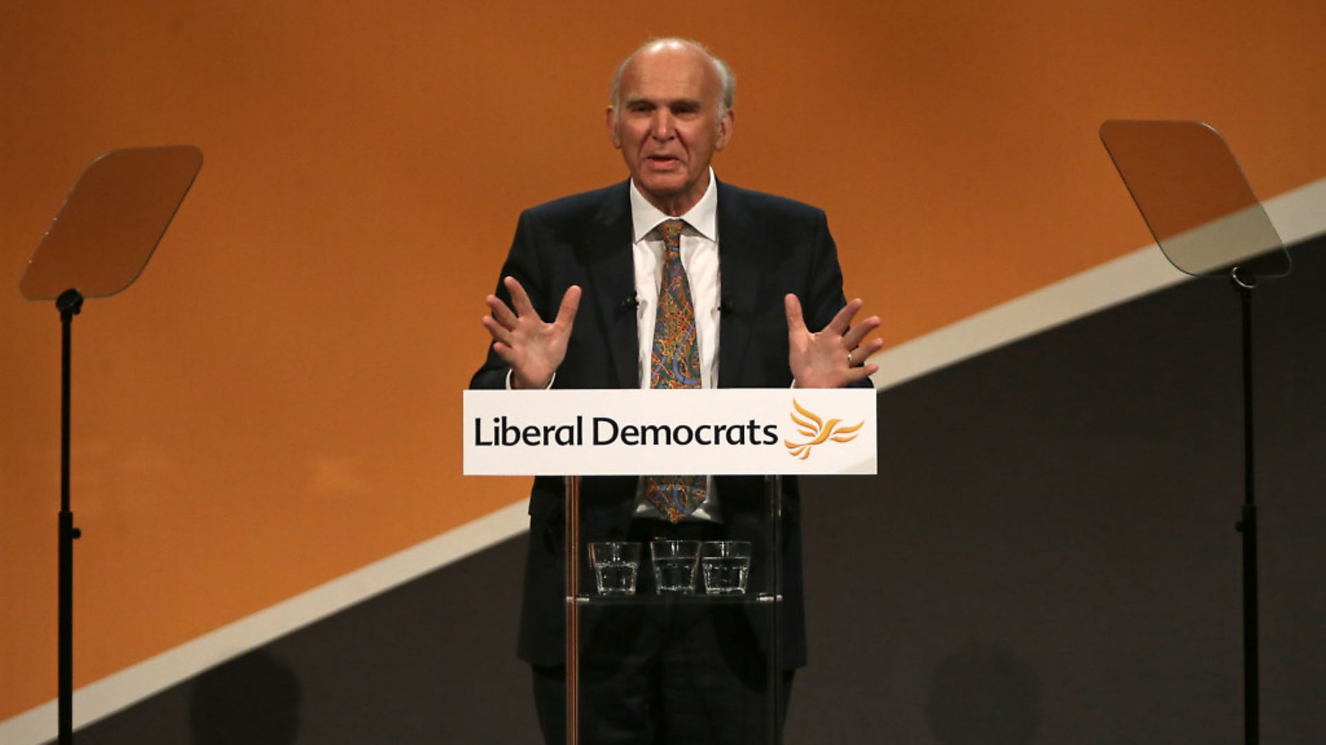 Britain's leader of the Liberal Democrats, Sir Vince Cable, at the party's 2017 conference. (DANIEL LEAL-OLIVAS/AFP/Getty Images) - Credit: AFP/Getty Images
