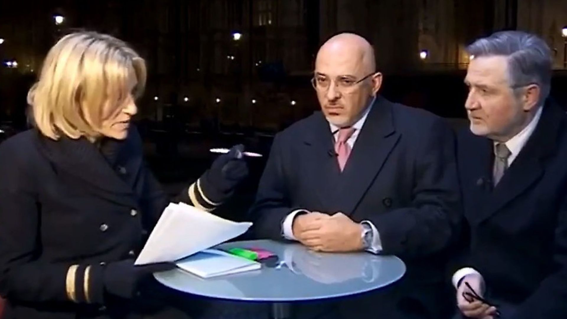 Emily Maitlis interviews Nadhim Zahawi and Barry Gardiner on BBC Newsnight. - Credit: Archant
