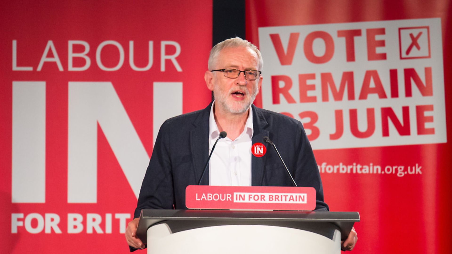 Labour Leader Jeremy Corbyn speaks at a 'Labour In' event during the EU referendum campaign. Photograph: Dominic Lipinski/PA. - Credit: PA Archive/PA Images