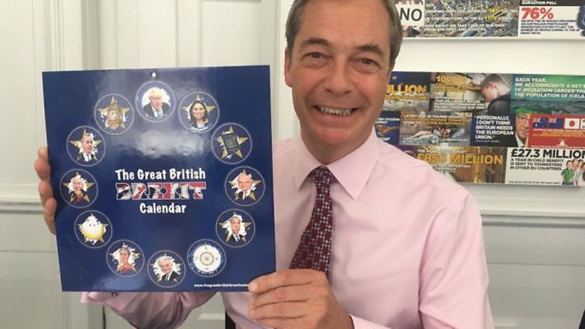 Nigel Farage promotes the Great British Brexit Calendar. Photograph: Twitter. - Credit: Archant