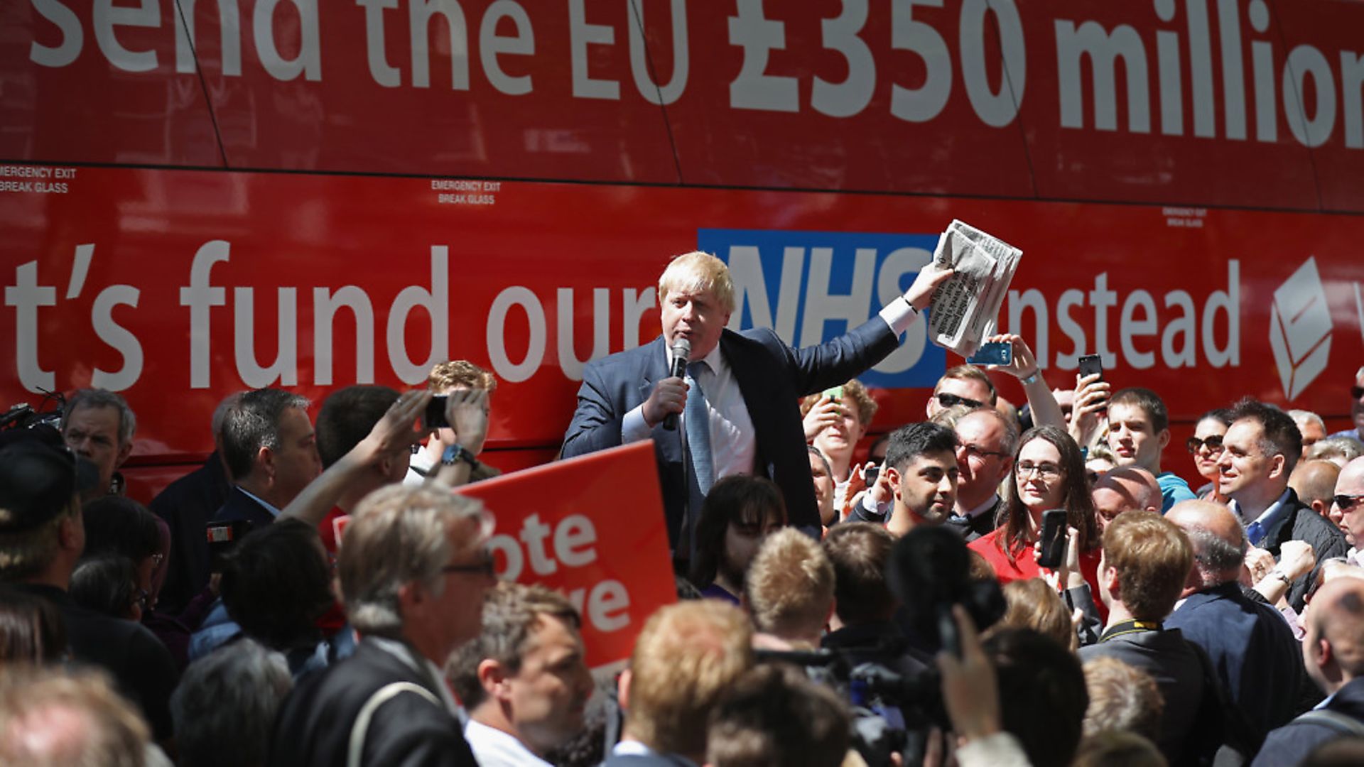 Boris Johnson MP addresses members of the public in Parliament St, York (Photo by Christopher Furlong/Getty Images) - Credit: Getty Images