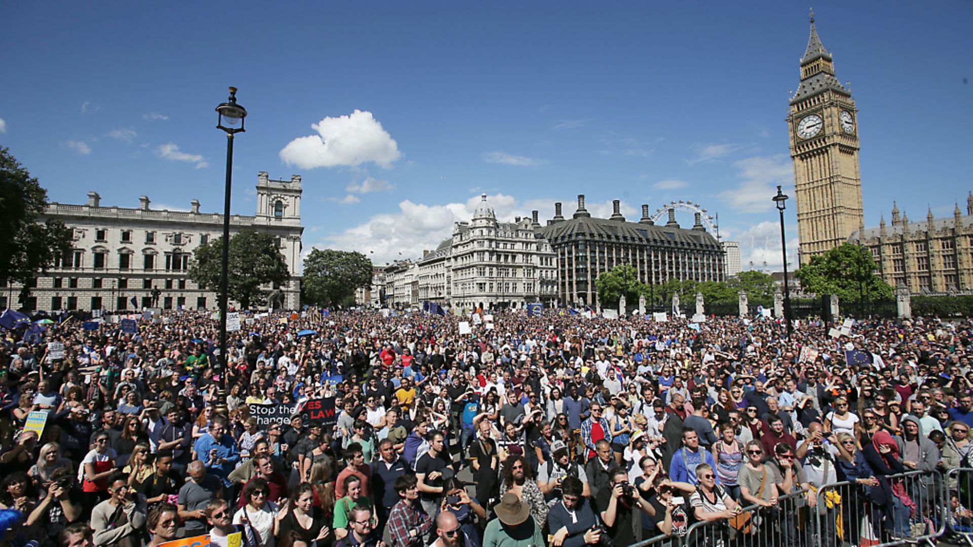 Anti-Brexit campaigners gather in Parliament Square, London. Photograph: Daniel Leal-Olivas/PA. - Credit: PA Wire/PA Images