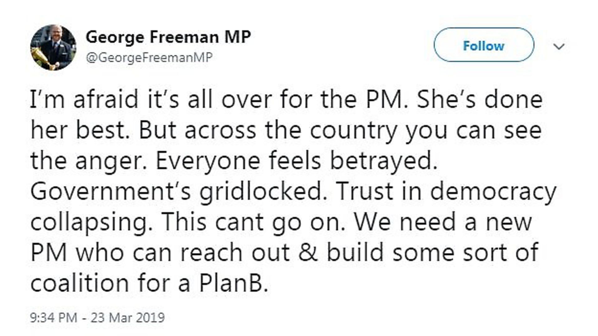 The tweet from George Freeman - Credit: Twitter