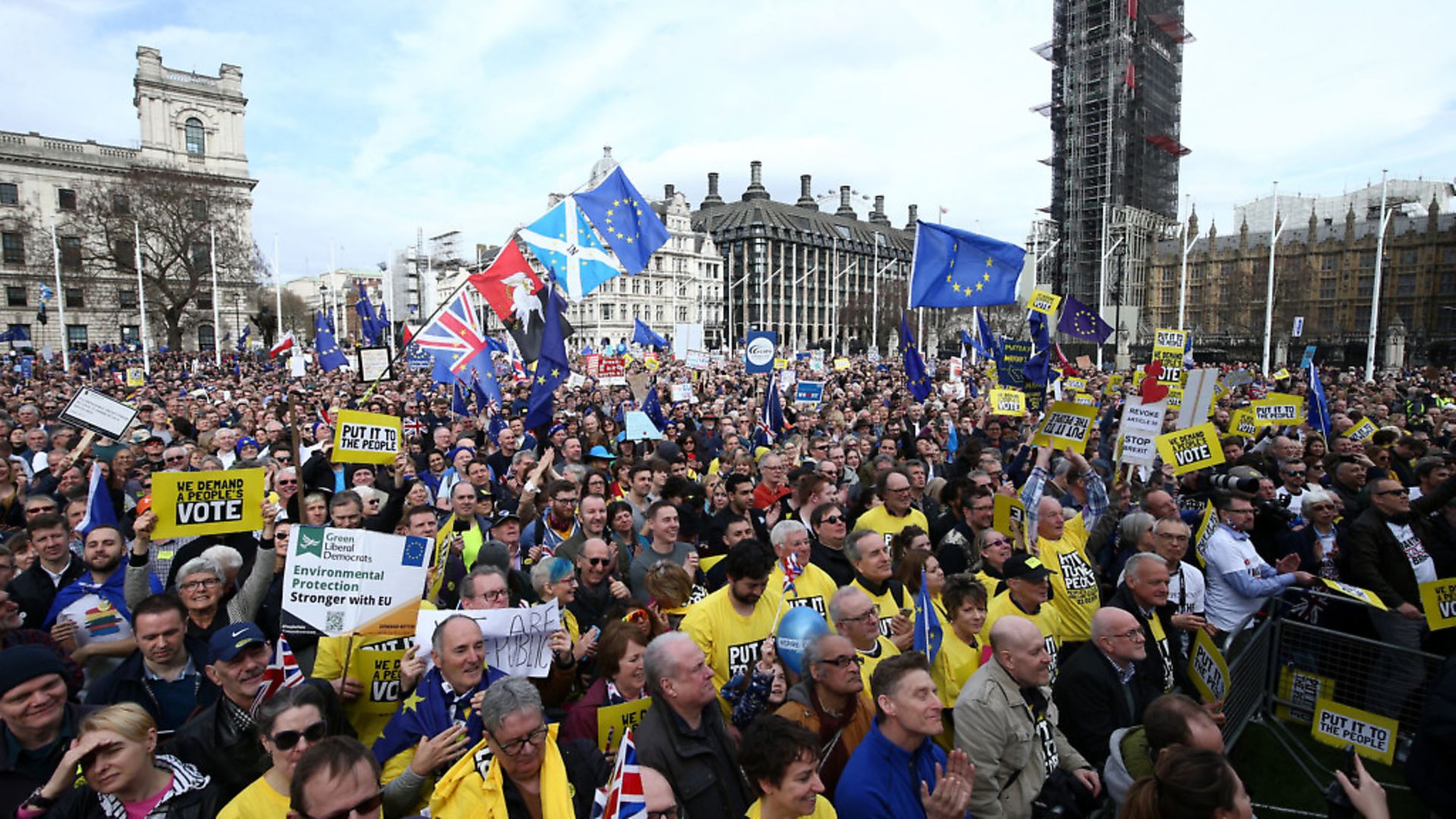 Anti-Brexit campaigners taking part in the People's Vote March in London. Photograph: Yui Mok/PA Wire - Credit: PA
