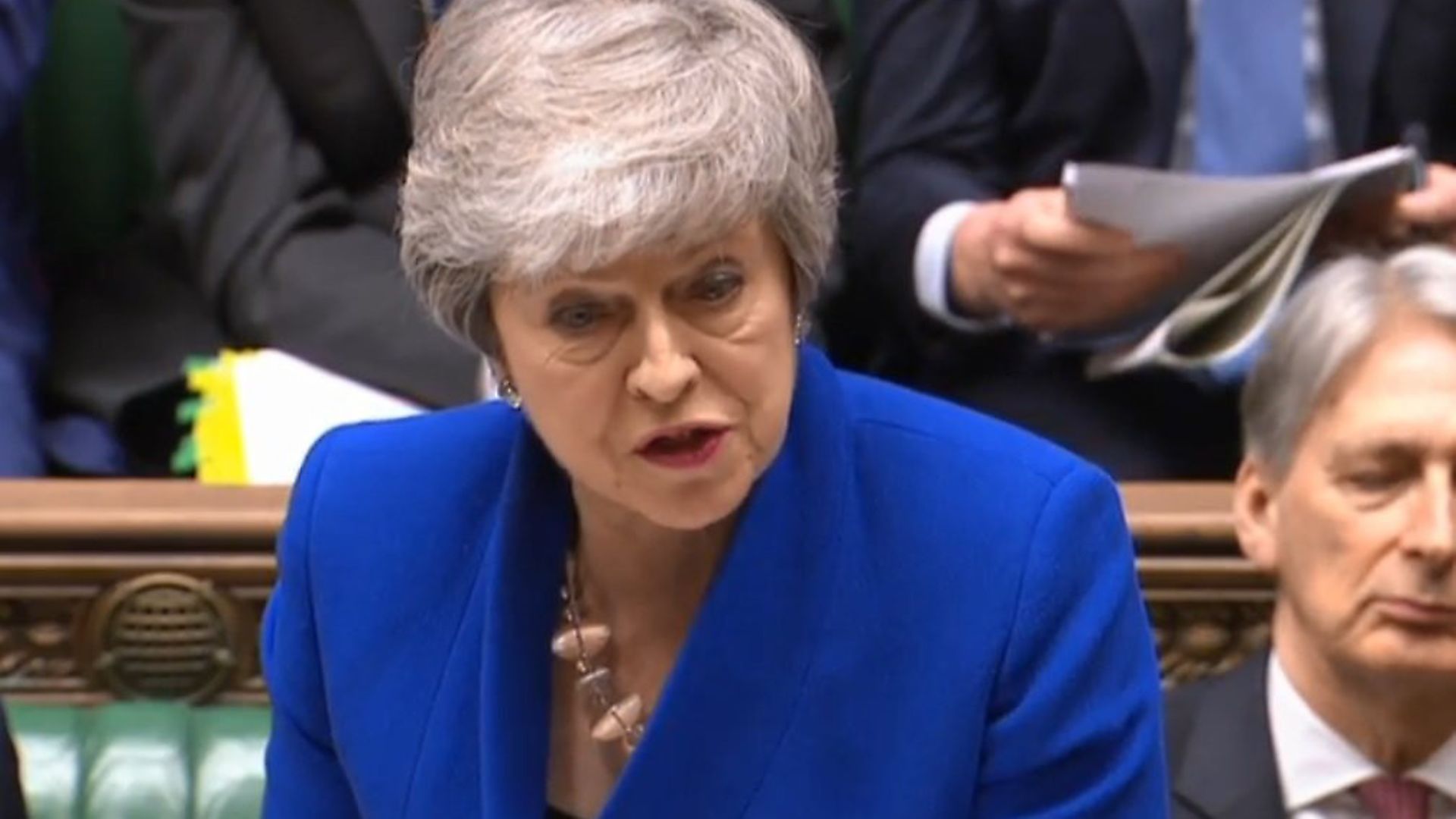 Theresa May speaking at prime minister's questions in the House of Commons (Pic: Parliament TV) - Credit: Parliament