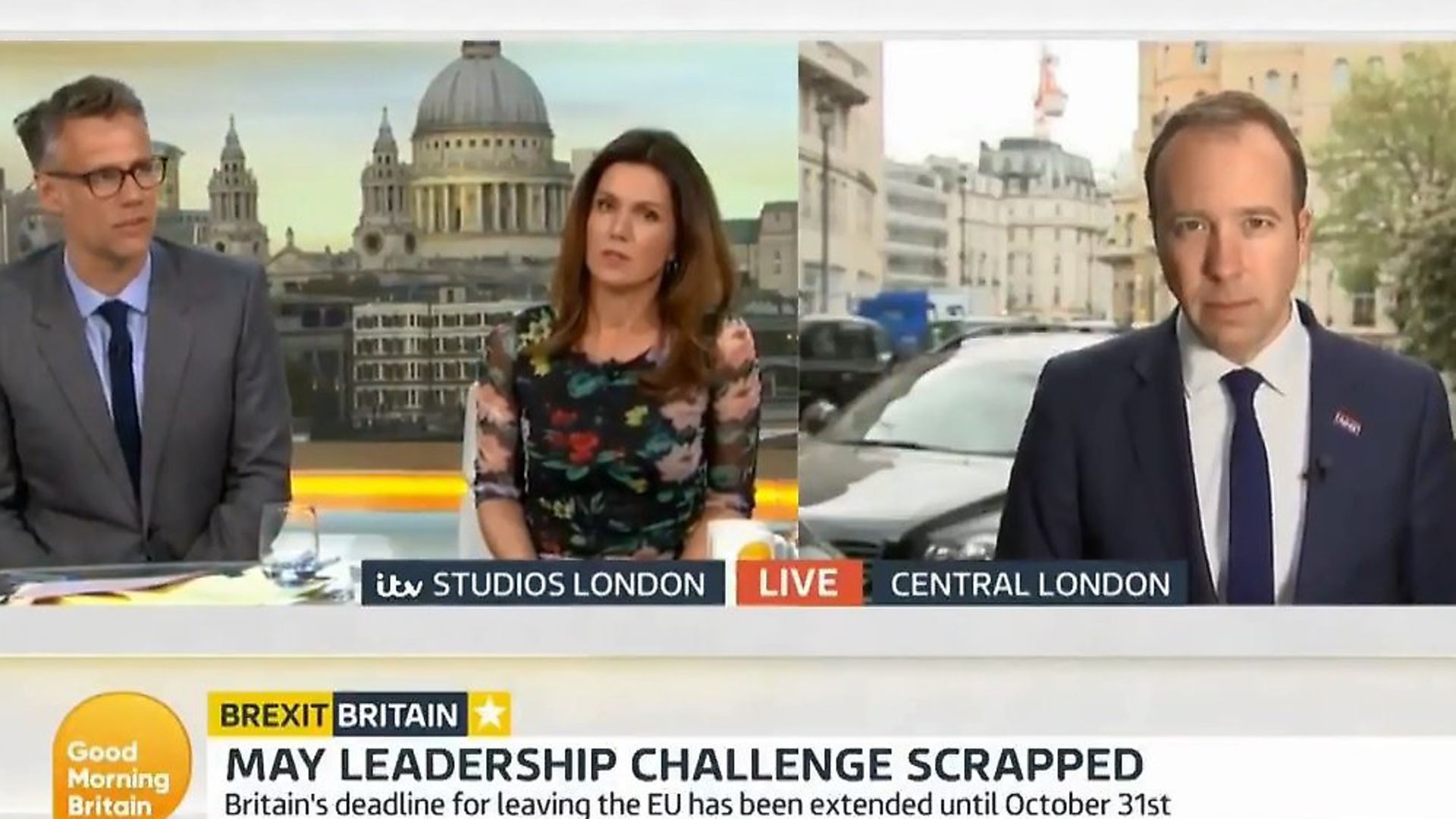 Richard Bacon and Matt Hancock debate the effects of Brexit on the NHS. Photograph: ITV. - Credit: Archant