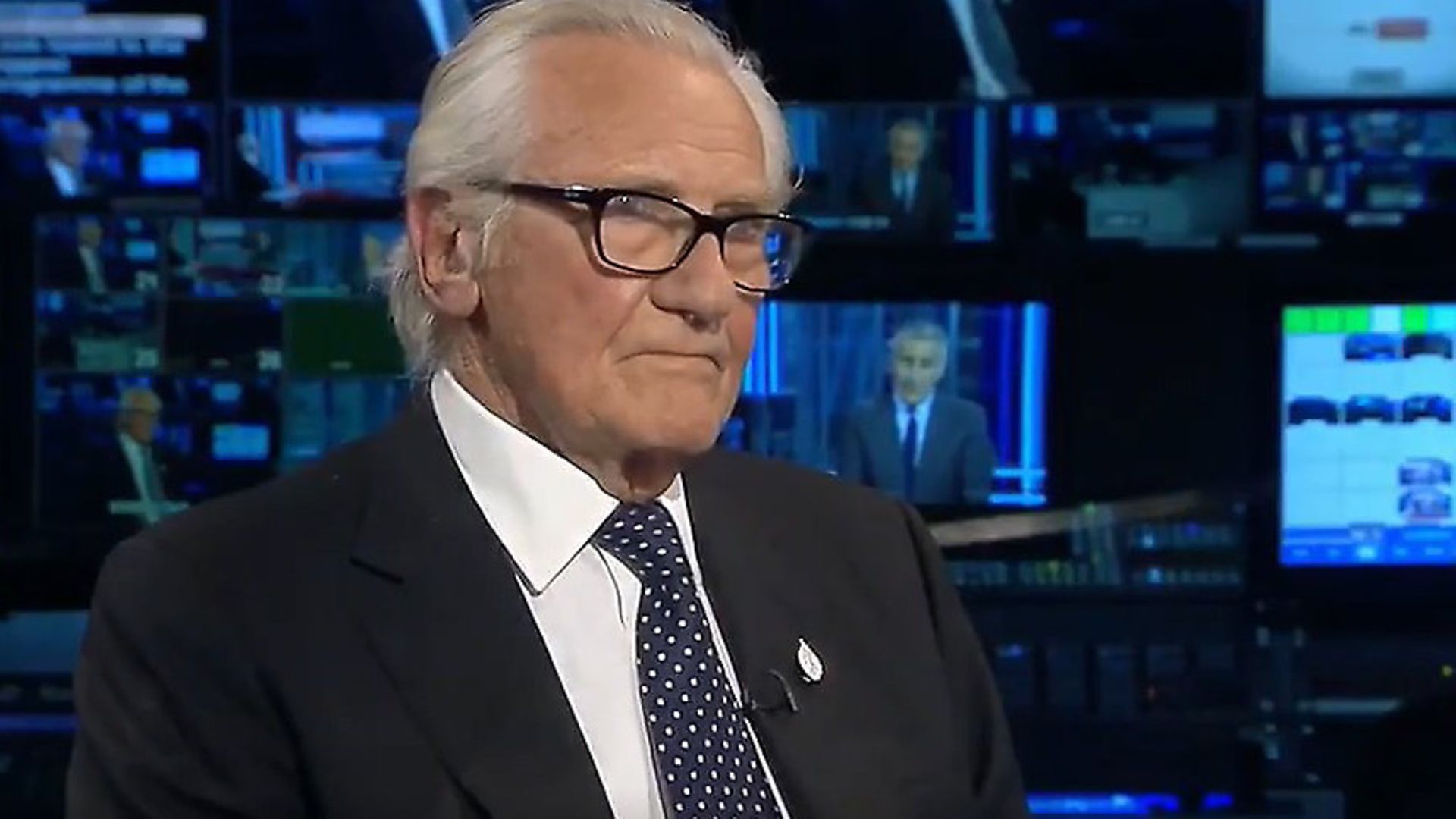 Lord Heseltine on Sky News. Photograph: Sky. - Credit: Archant