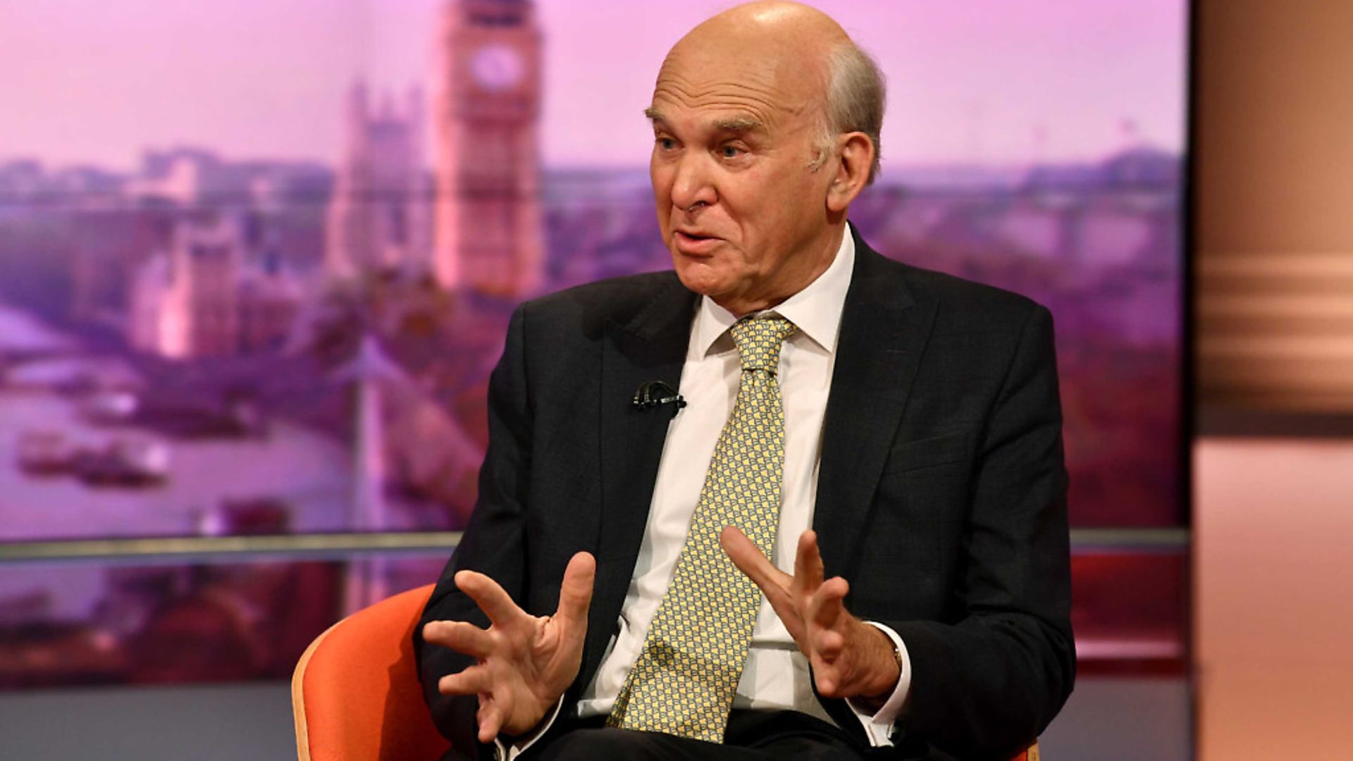 Sir Vince Cable, leader of the Liberal Democrats, appearing on The Andrew Marr Show. Photograph: Jeff Overs/BBC/PA Wire. - Credit: PA