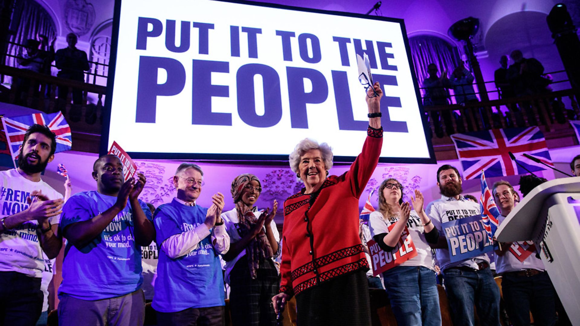 Former Speaker of the House of Commons Baroness Boothroyd speaks at a 'People's Vote' rally calling for another referendum. Photo: Jack Taylor/Getty Images - Credit: Getty Images