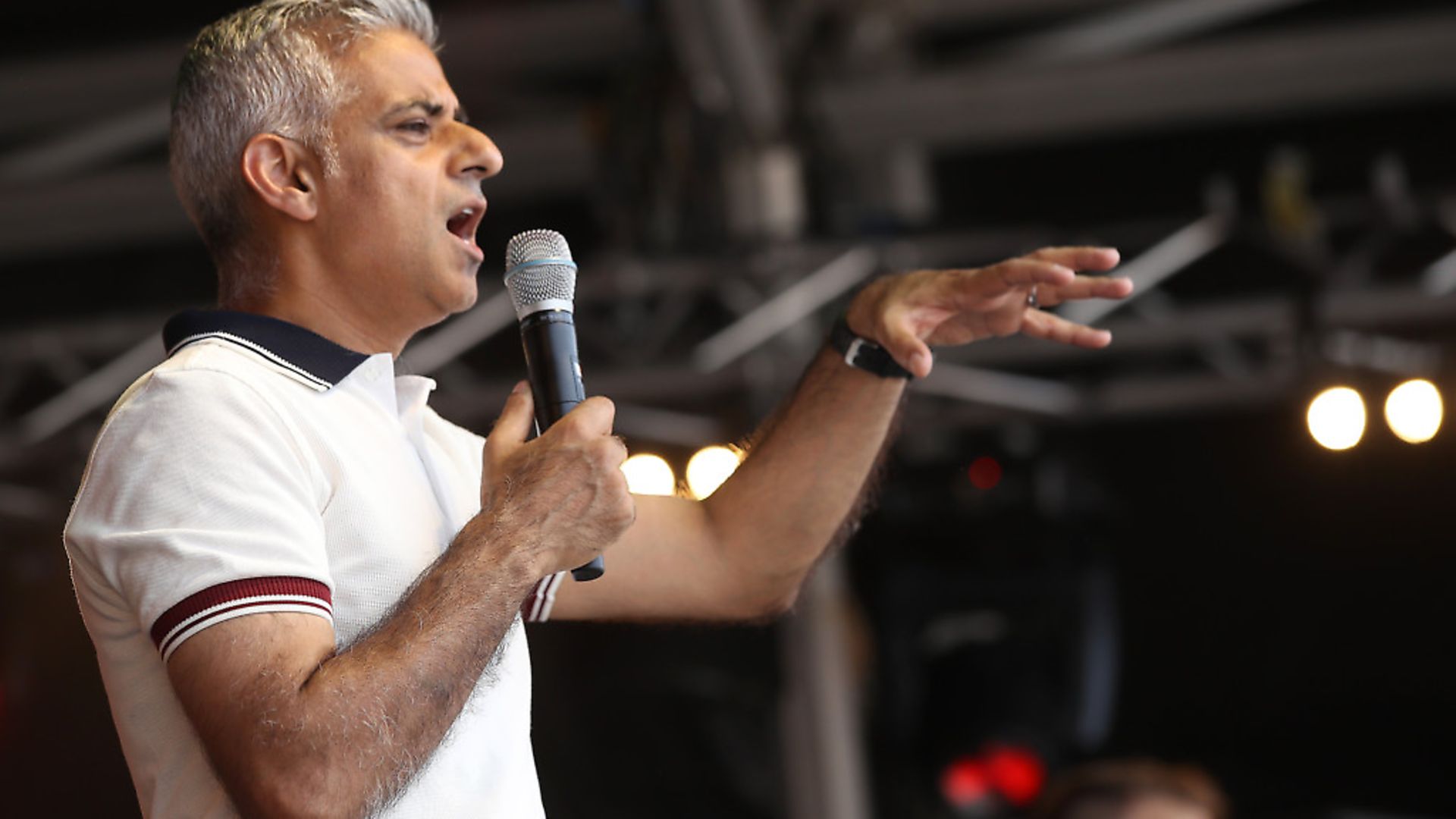 Mayor of London Sadiq Khan speaks on the Trafalgar Square Stage during Pride In London 2018. Photo by Mike Marsland/WireImage for Pride In London. - Credit: WireImage for Pride In London