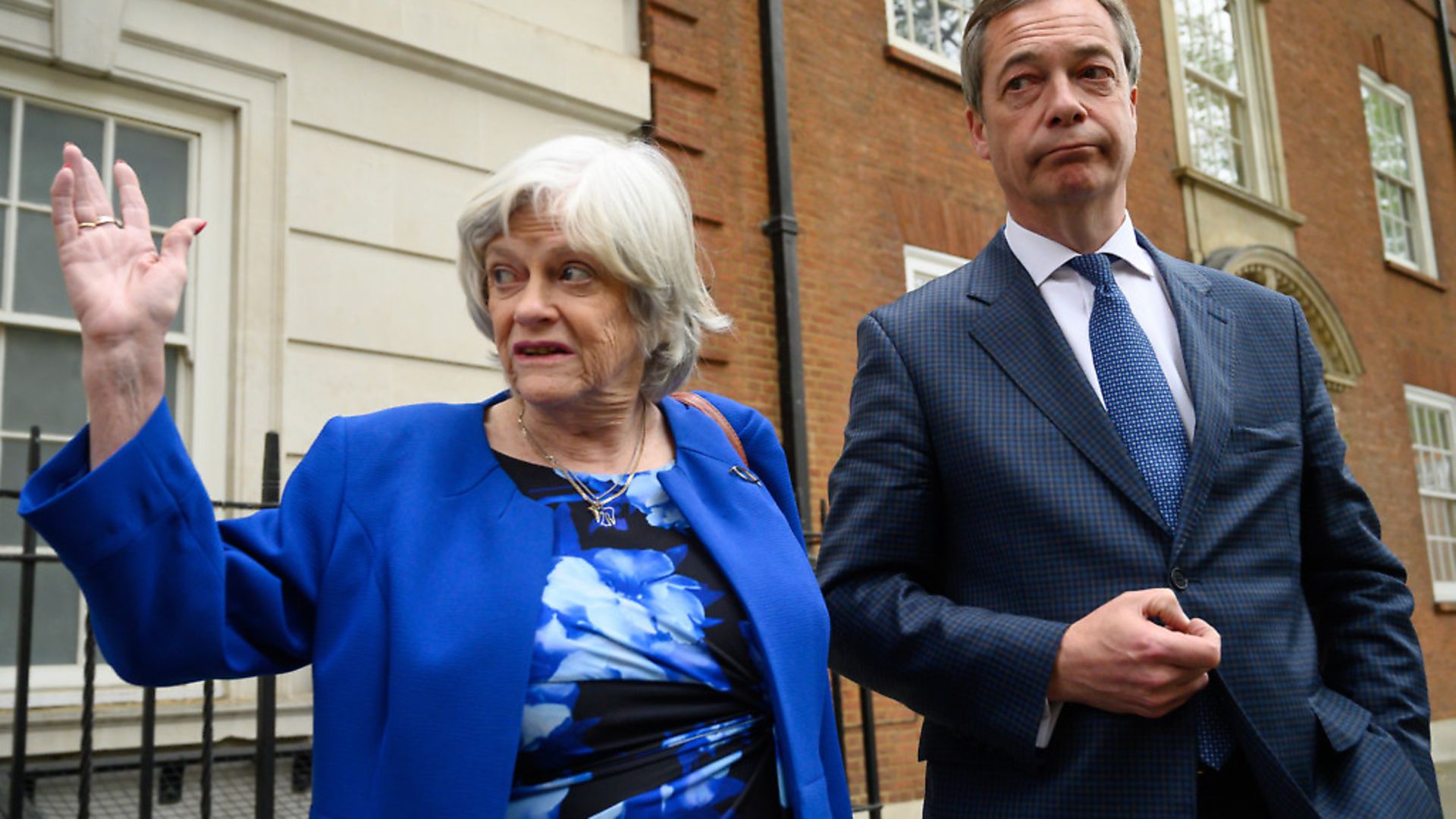 Ann Widdecombe and Nigel Farage pose ahead of the European Elections.  (Photo by Leon Neal/Getty Images) - Credit: Getty Images