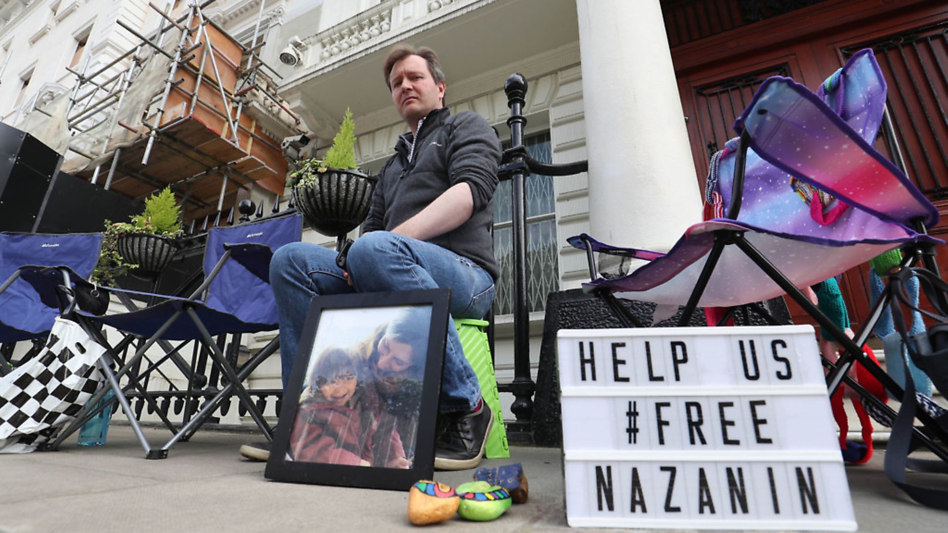 Richard Ratcliffe outside the Iranian Embassy in London where he is on hunger strike in solidarity with his wife, Nazanin Zaghari-Ratcliffe. Photograph: Jonathan Brady/PA Wire. - Credit: PA
